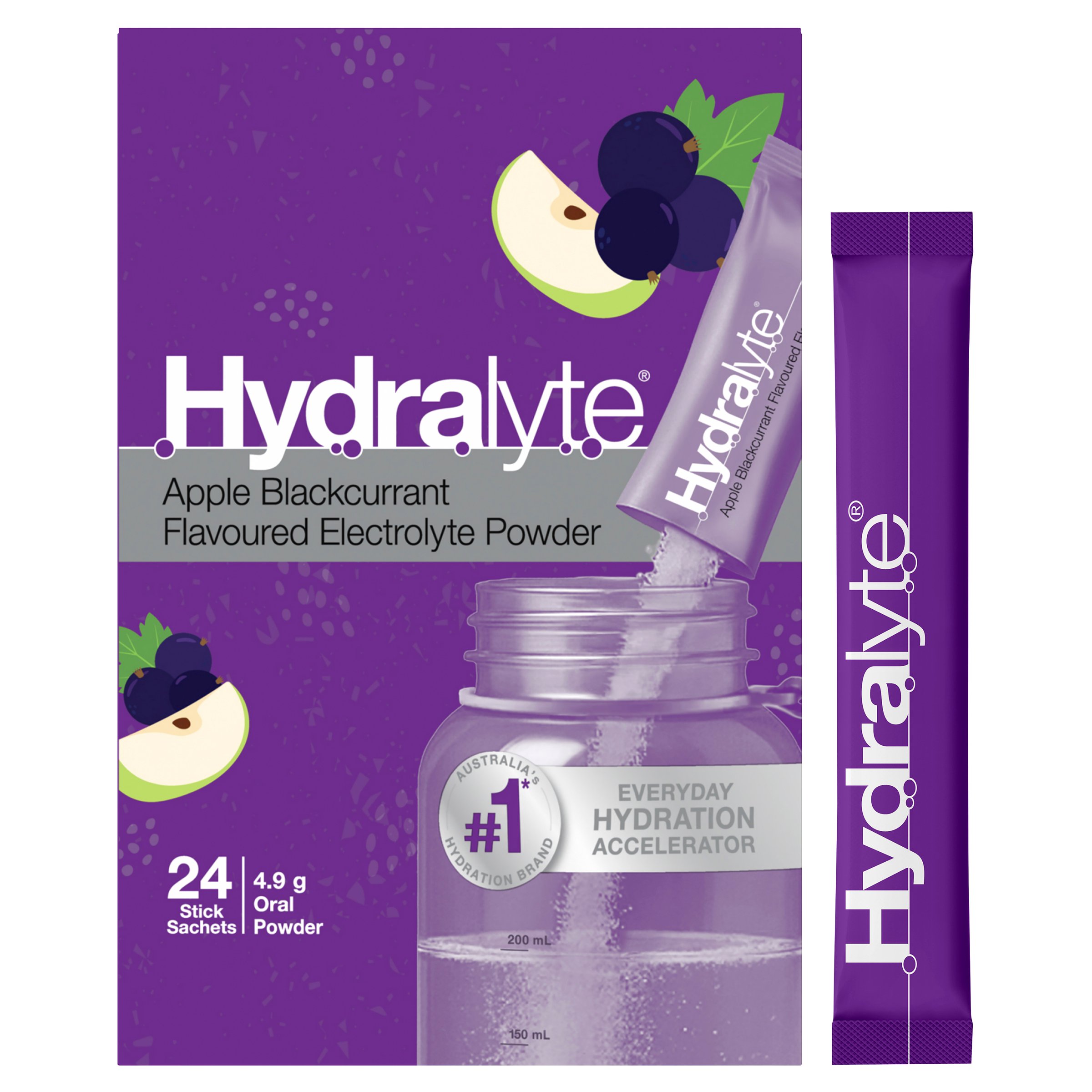 Hydralyte Stick Sachets Apple Blackcurrant Electrolyte Powder 24 pack - Image 10