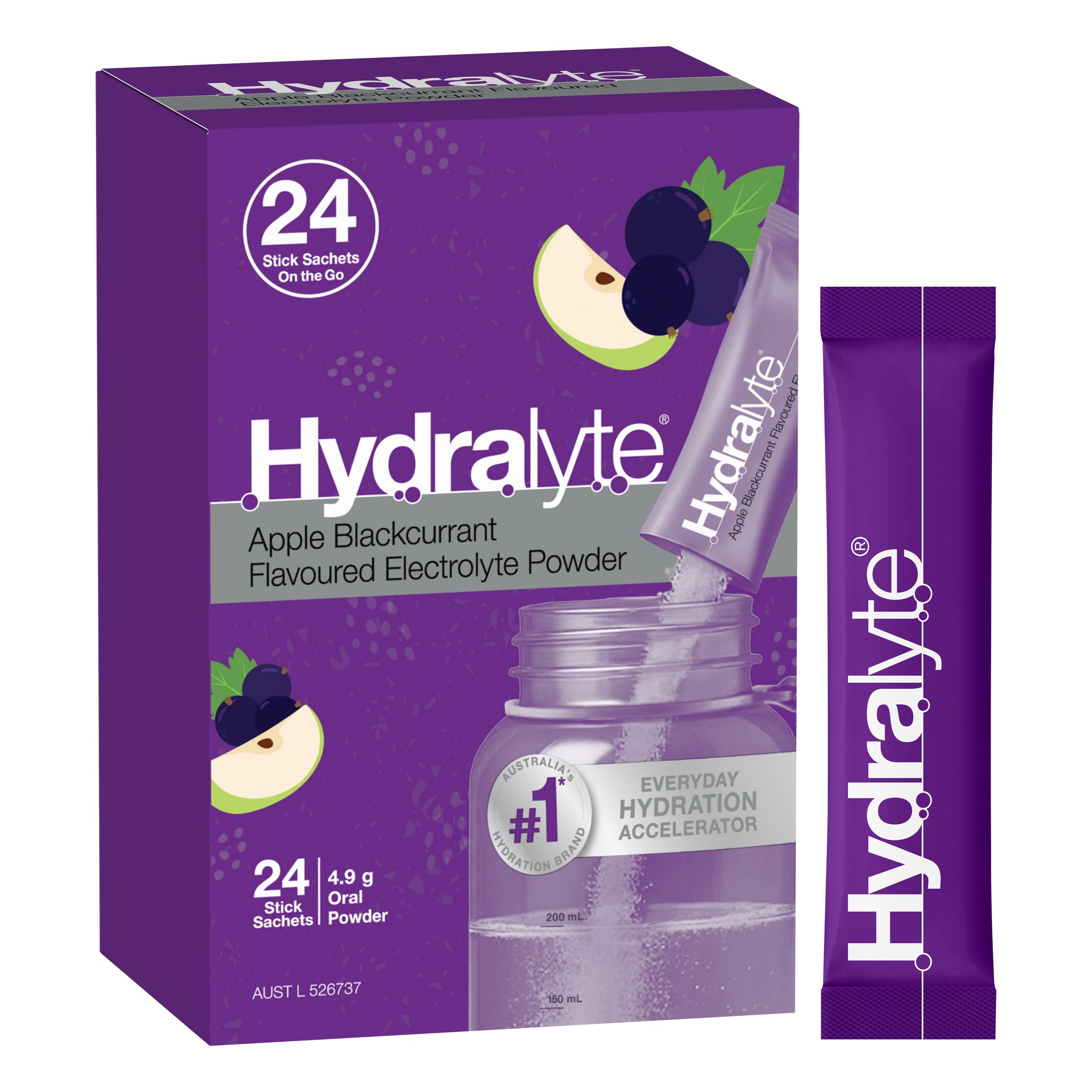 Hydralyte Stick Sachets Apple Blackcurrant Electrolyte Powder 24 pack - Image 8