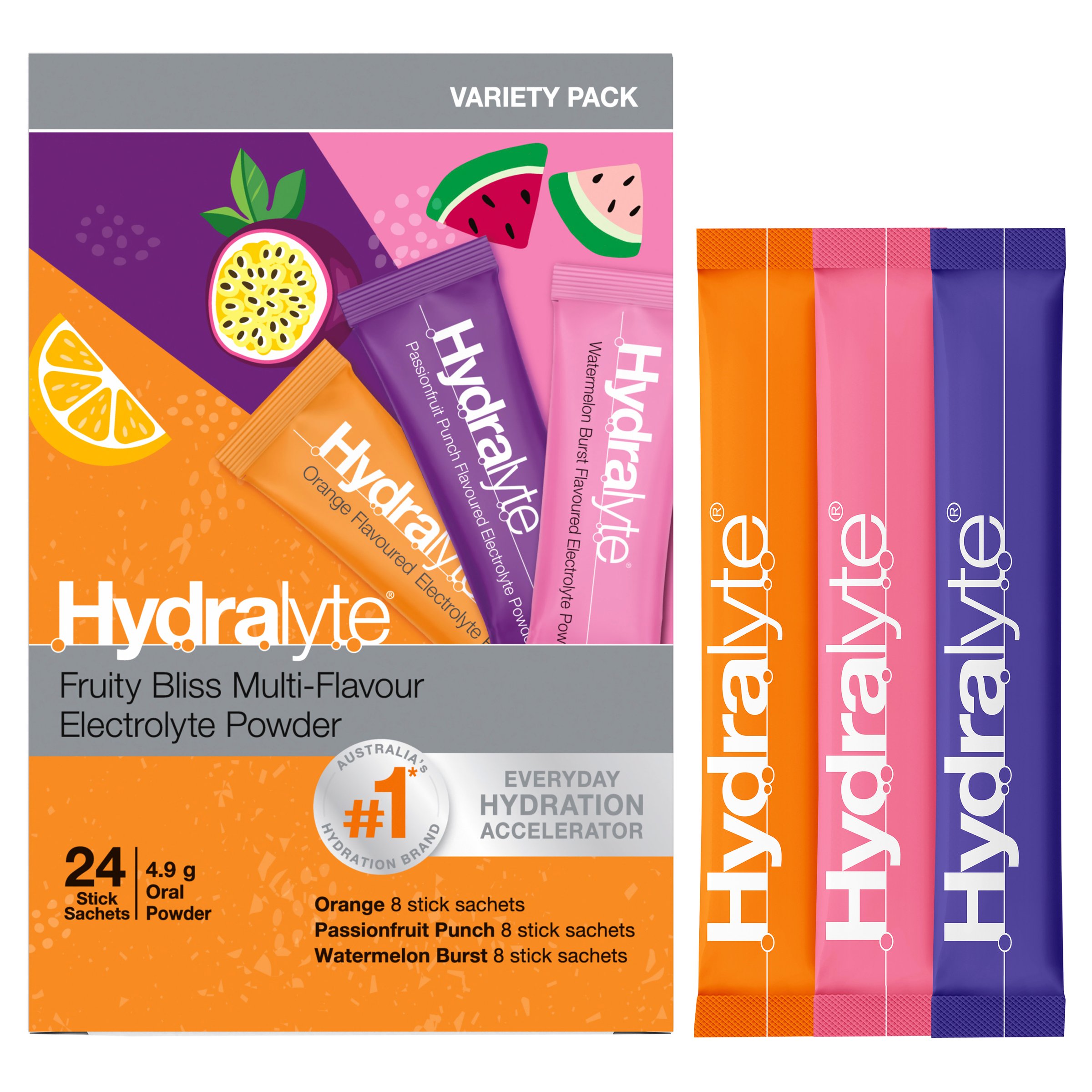 Hydralyte Stick Sachets Fruity Bliss Multi Flavour Electrolyte Powder 24 pack - Image 9
