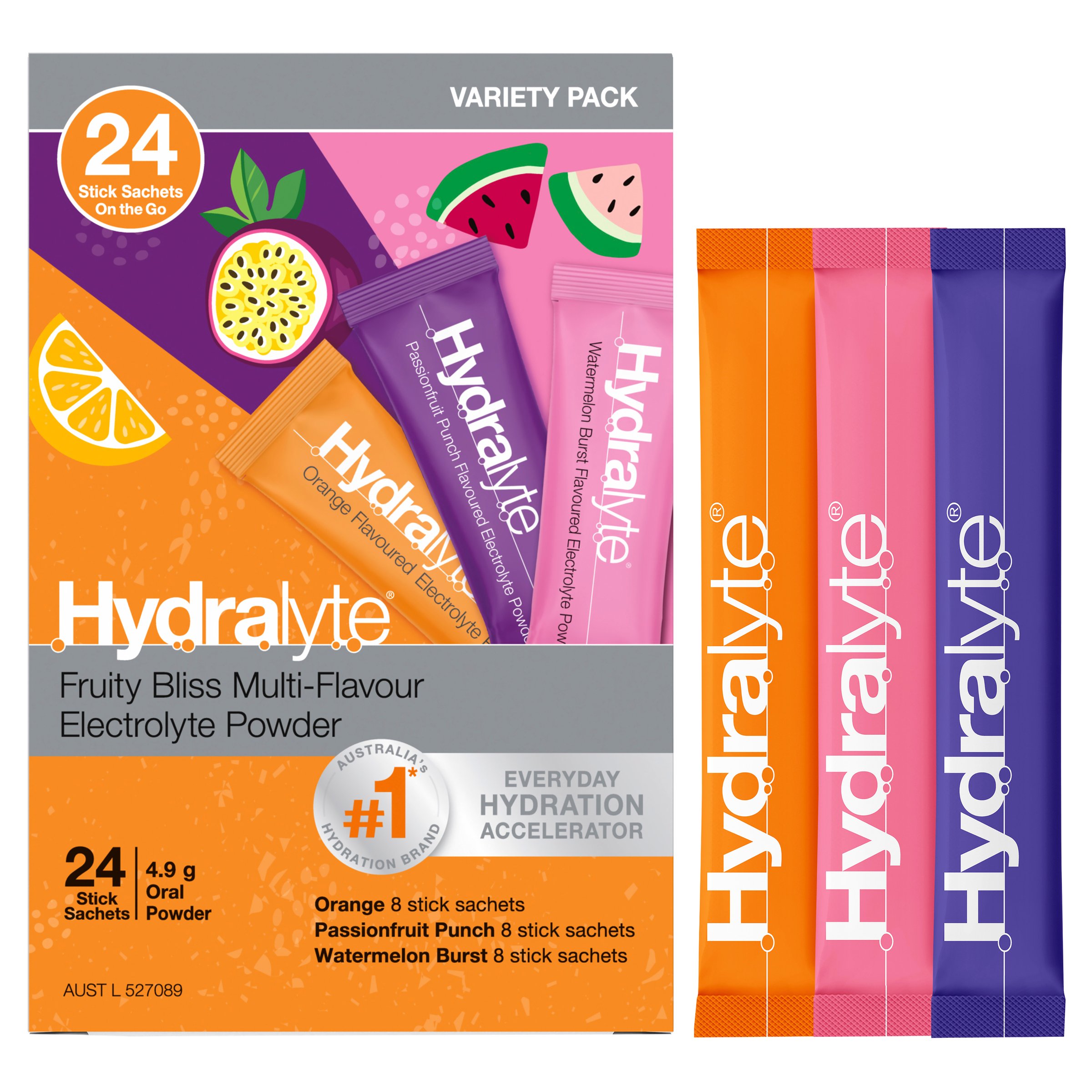 Hydralyte Stick Sachets Fruity Bliss Multi Flavour Electrolyte Powder 24 pack - Image 10