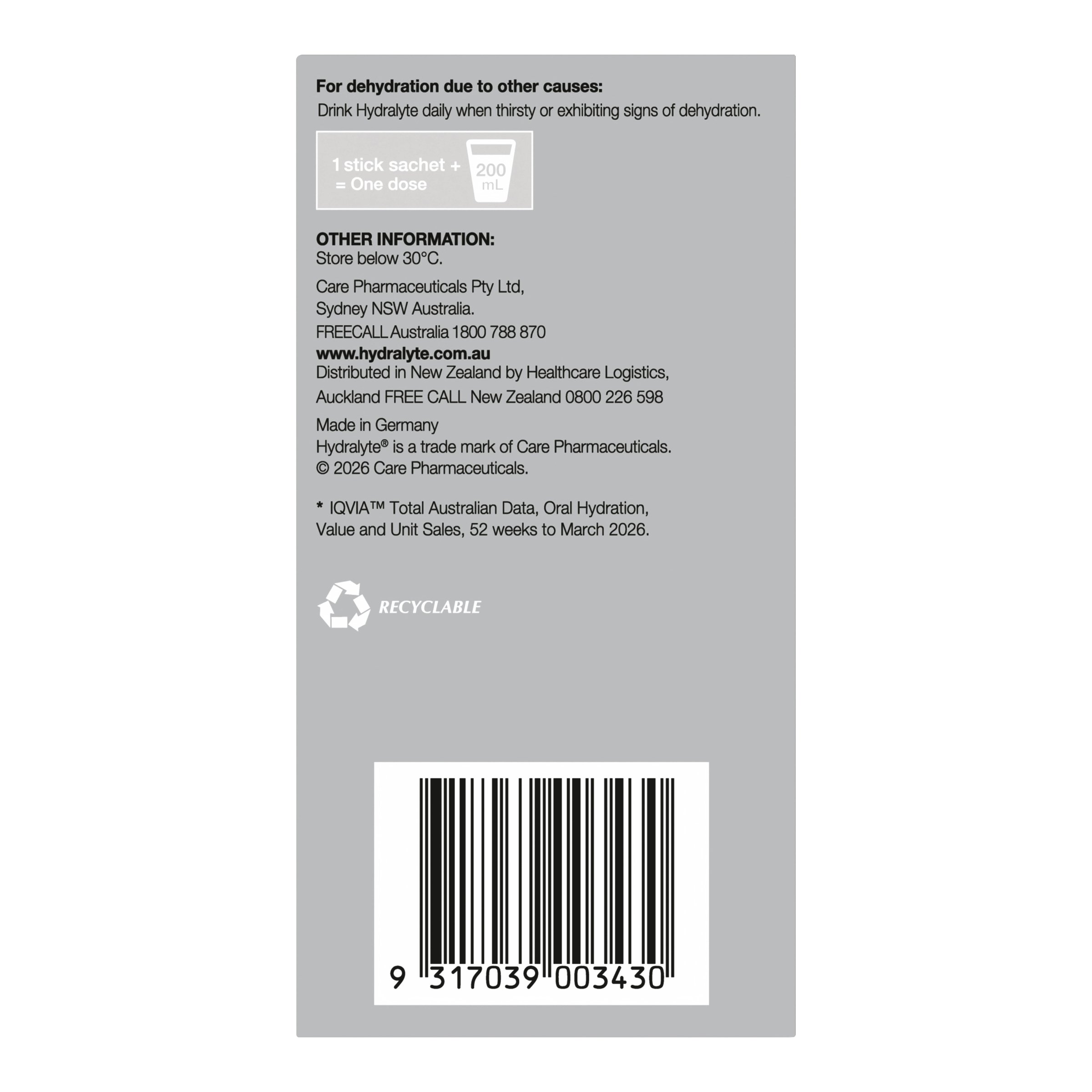 Hydralyte Stick Sachets Fruity Bliss Multi Flavour Electrolyte Powder 24 pack - Image 3