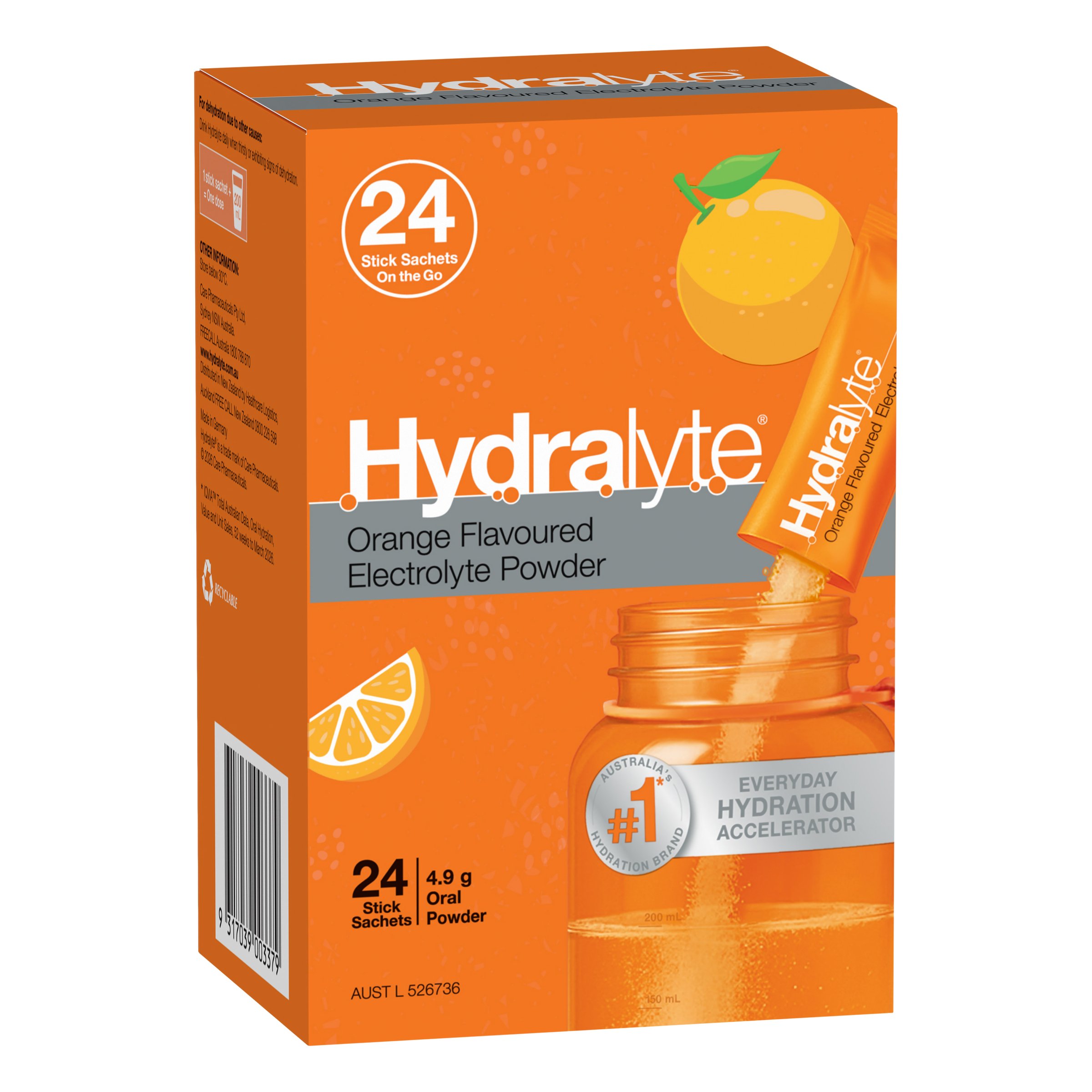 Hydralyte Stick Sachets Orange Electrolyte Powder 24 pack - Image 15