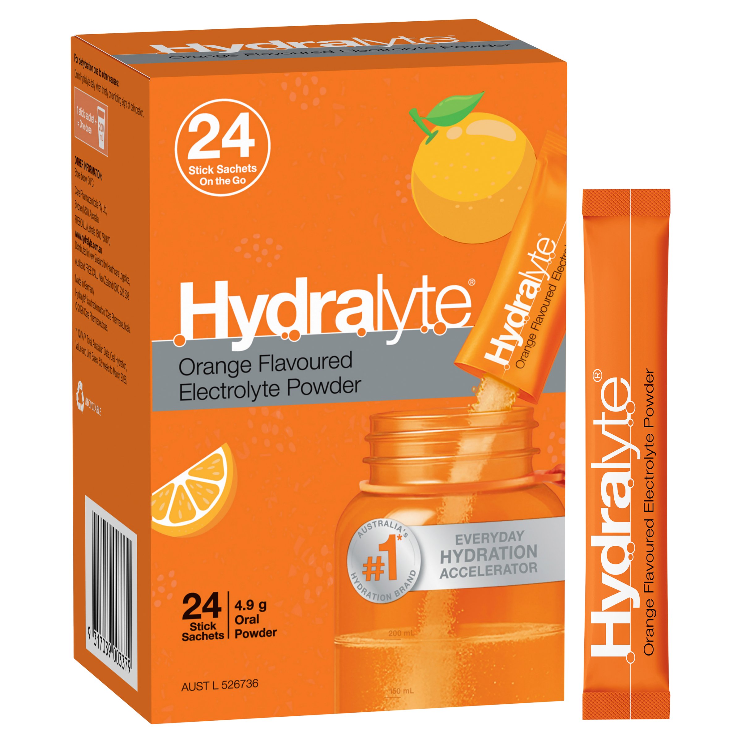 Hydralyte Stick Sachets Orange Electrolyte Powder 24 pack - Image 11