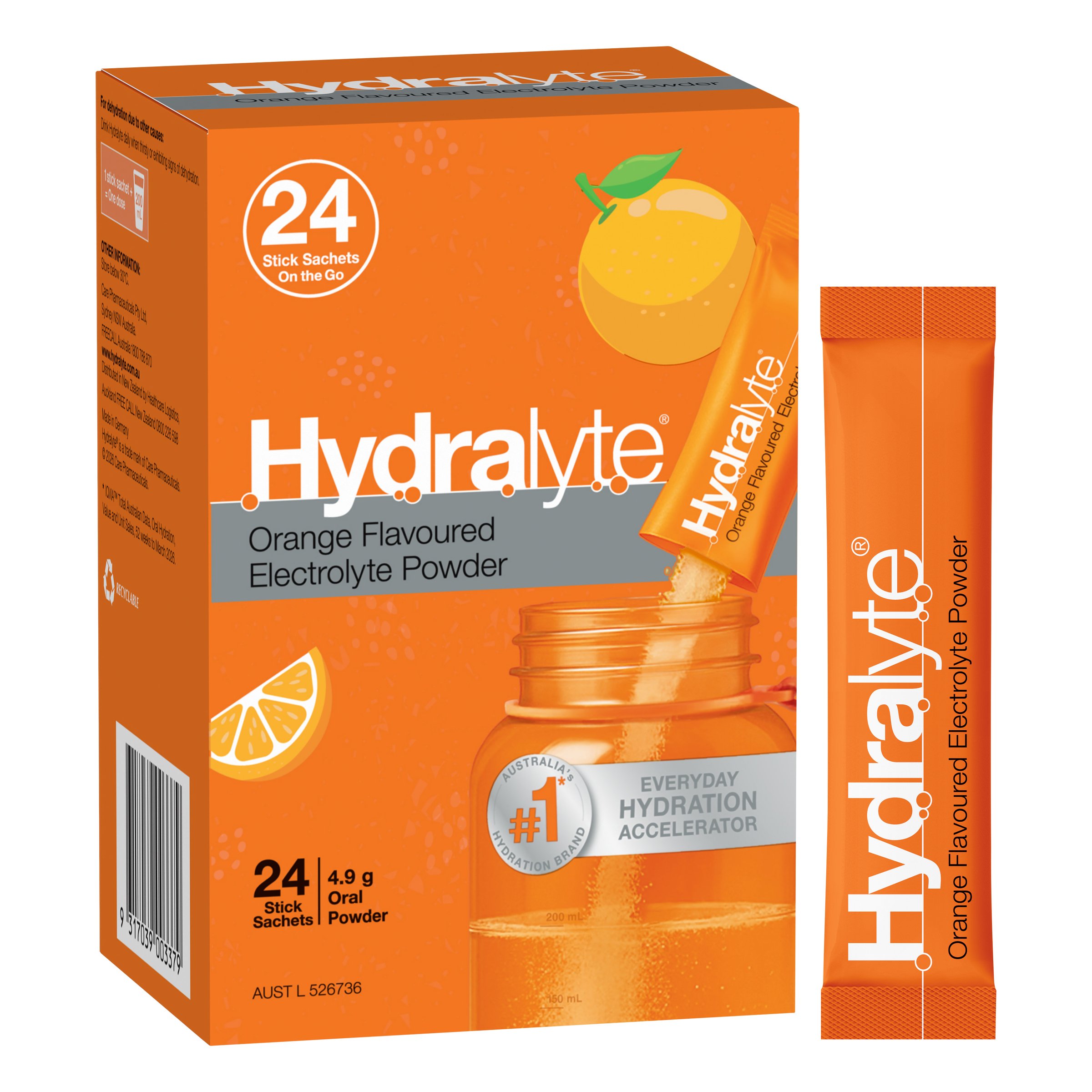 Hydralyte Stick Sachets Orange Electrolyte Powder 24 pack - Image 14
