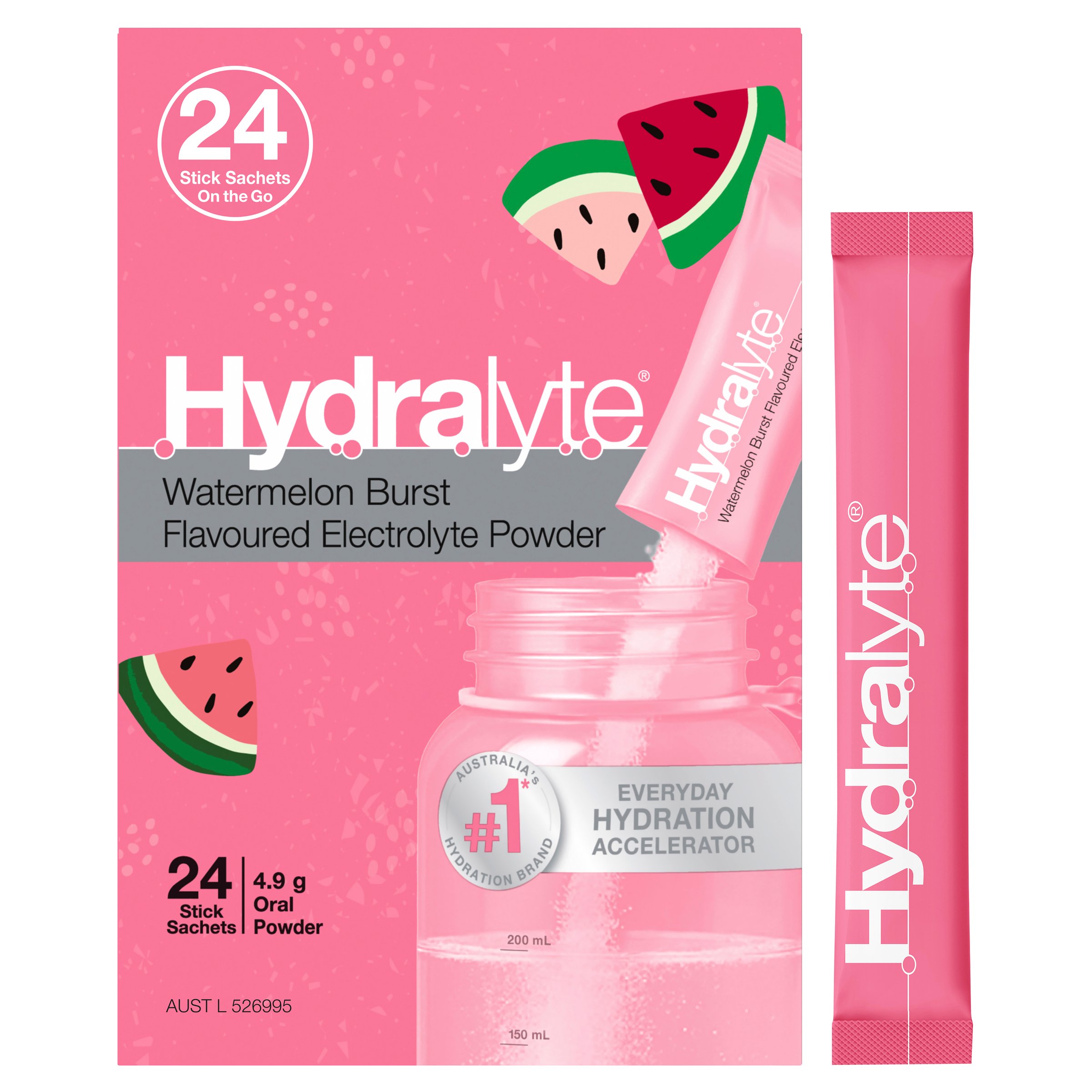 Hydralyte Stick Sachets Watermelon Burst Electrolyte Powder 24 pack - Image 10