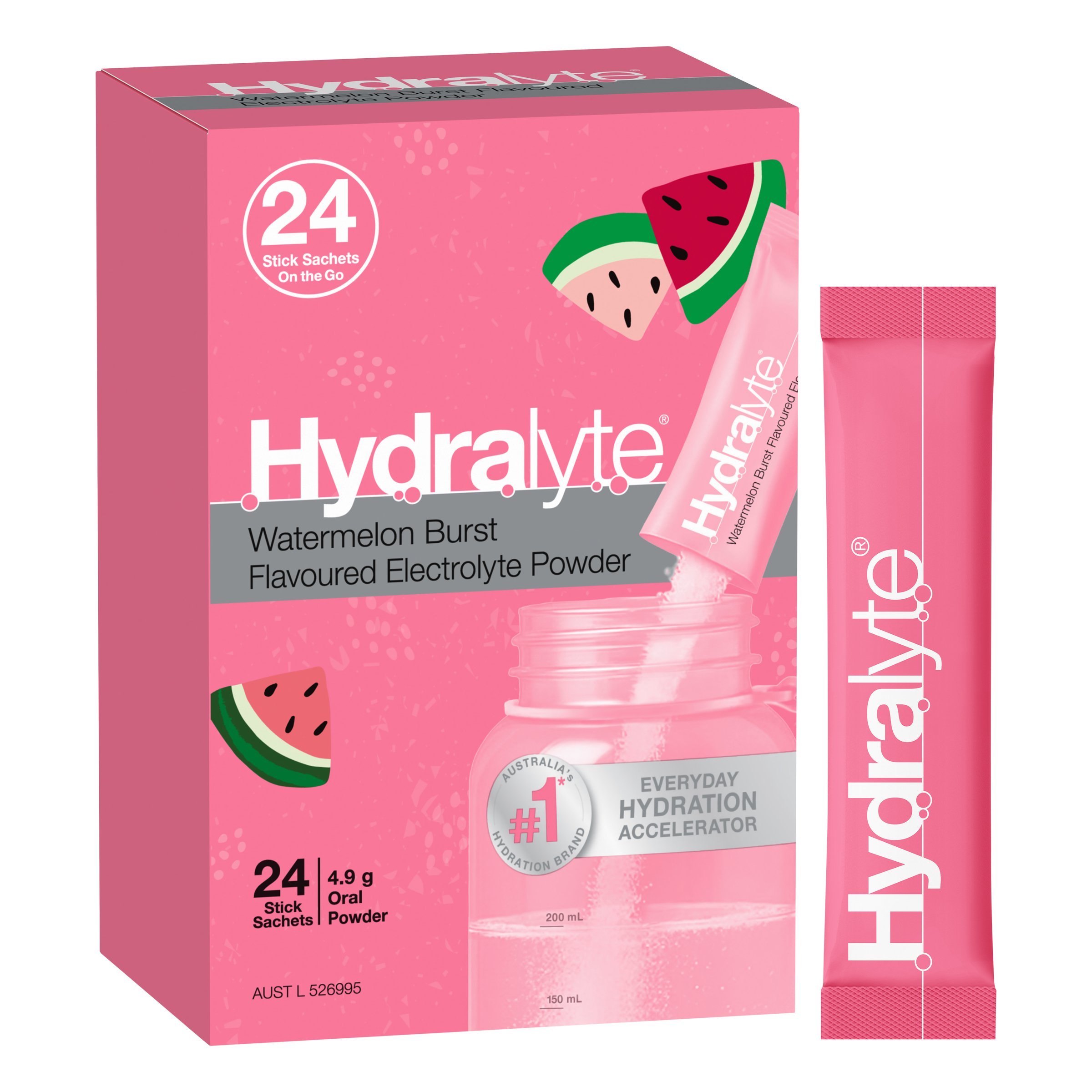 Hydralyte Stick Sachets Watermelon Burst Electrolyte Powder 24 pack - Image 8