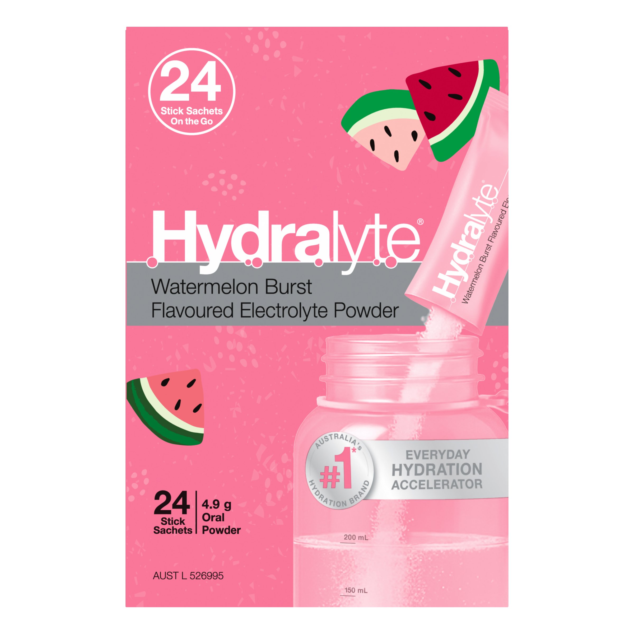 Hydralyte Stick Sachets Watermelon Burst Electrolyte Powder 24 pack - Image 5