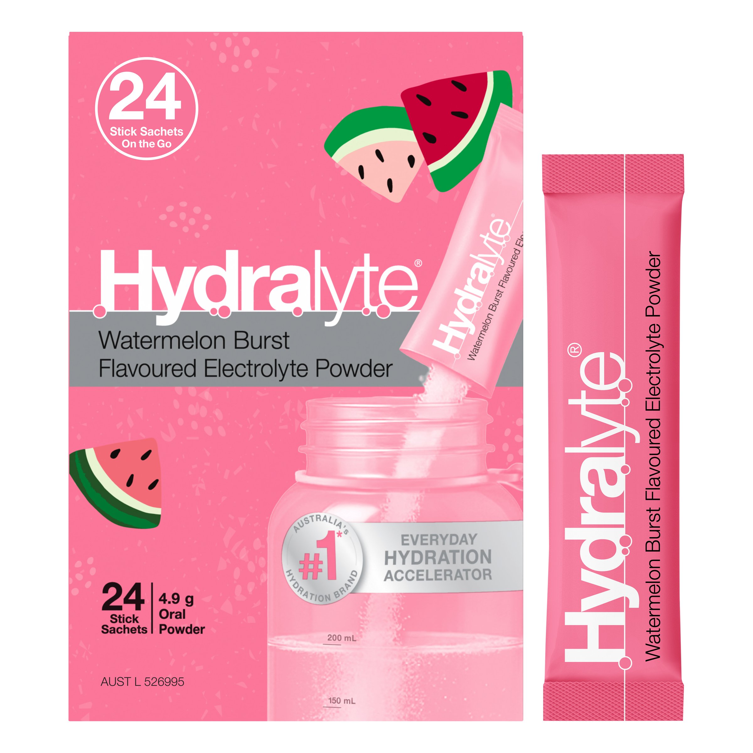 Hydralyte Stick Sachets Watermelon Burst Electrolyte Powder 24 pack - Image 7