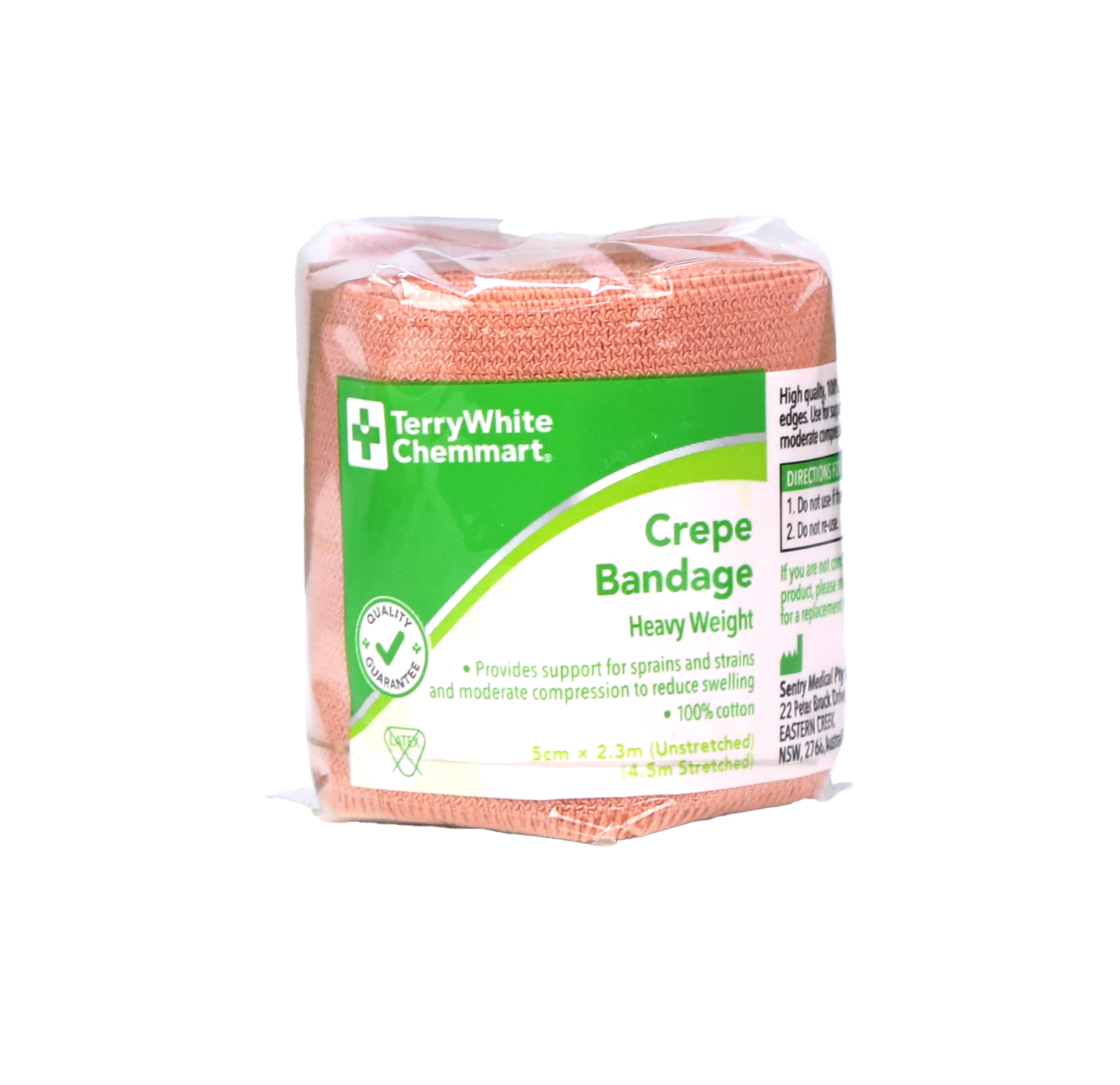 TerryWhite Chemmart Crepe Bandage Heavy Weight 5cm X 2.3M - 1 roll