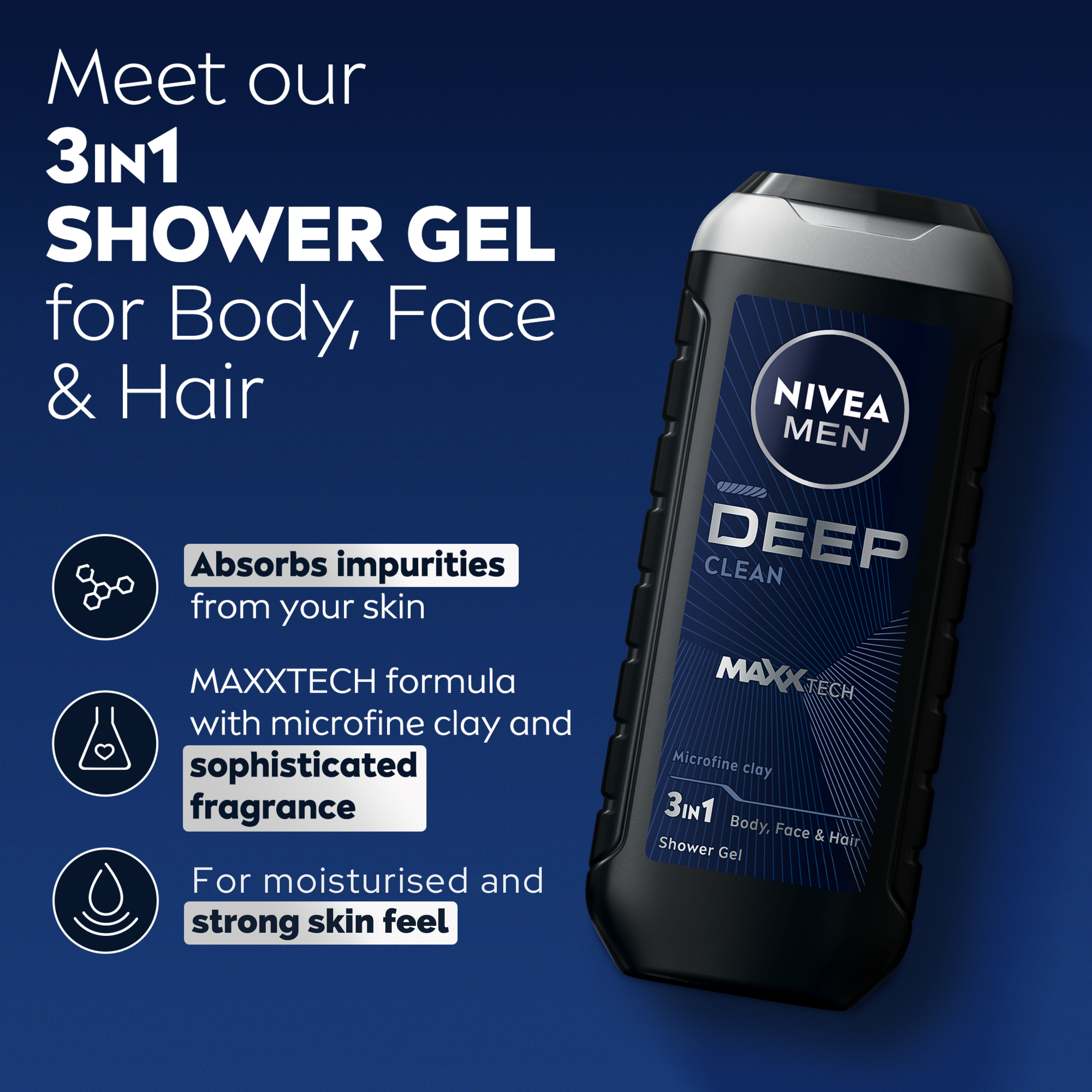 Nivea MEN Deep Clean Shower Gel 500ml - Image 5