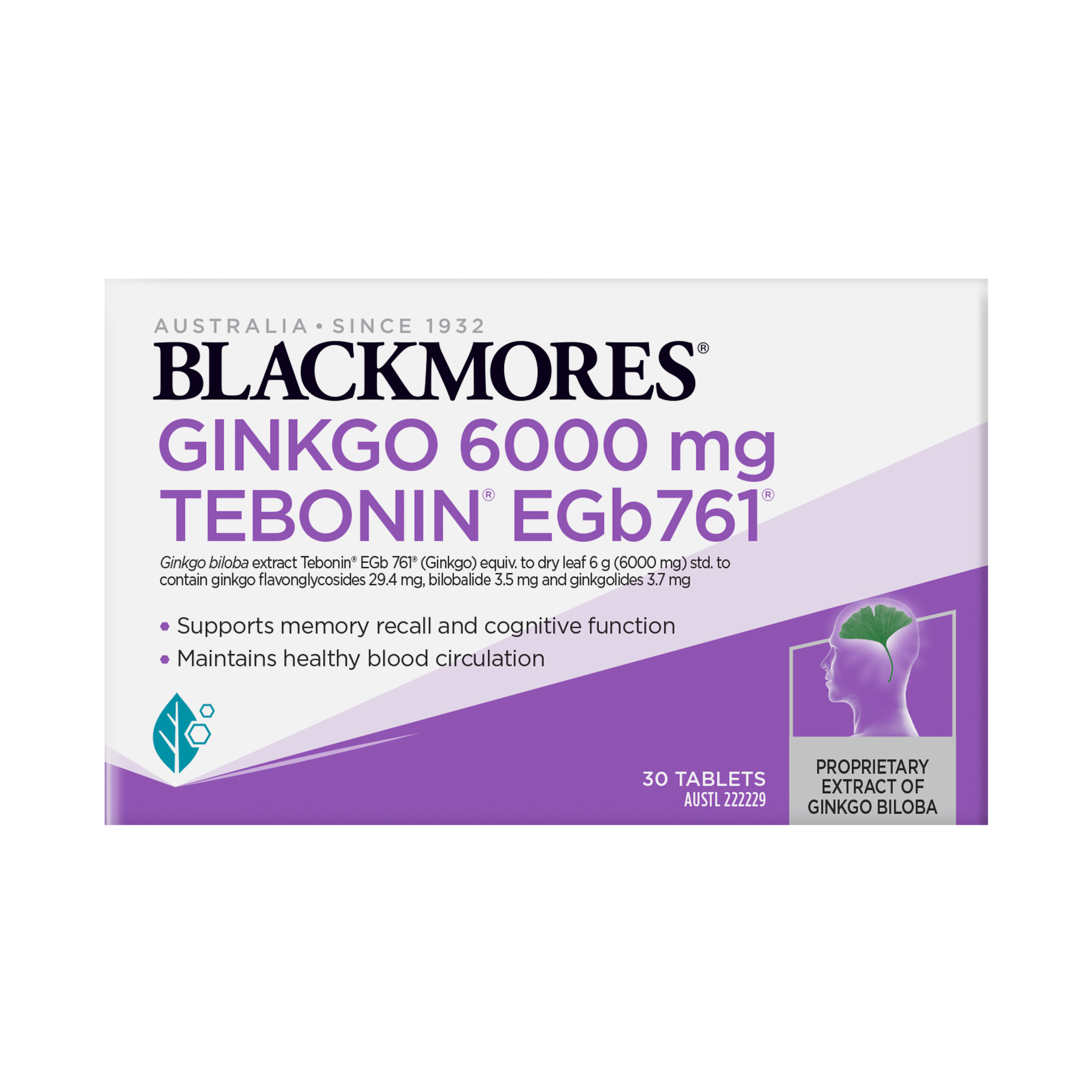Blackmores Ginkgo 6000mg Tebonin EGb 761 - 30 tablets - Image 1