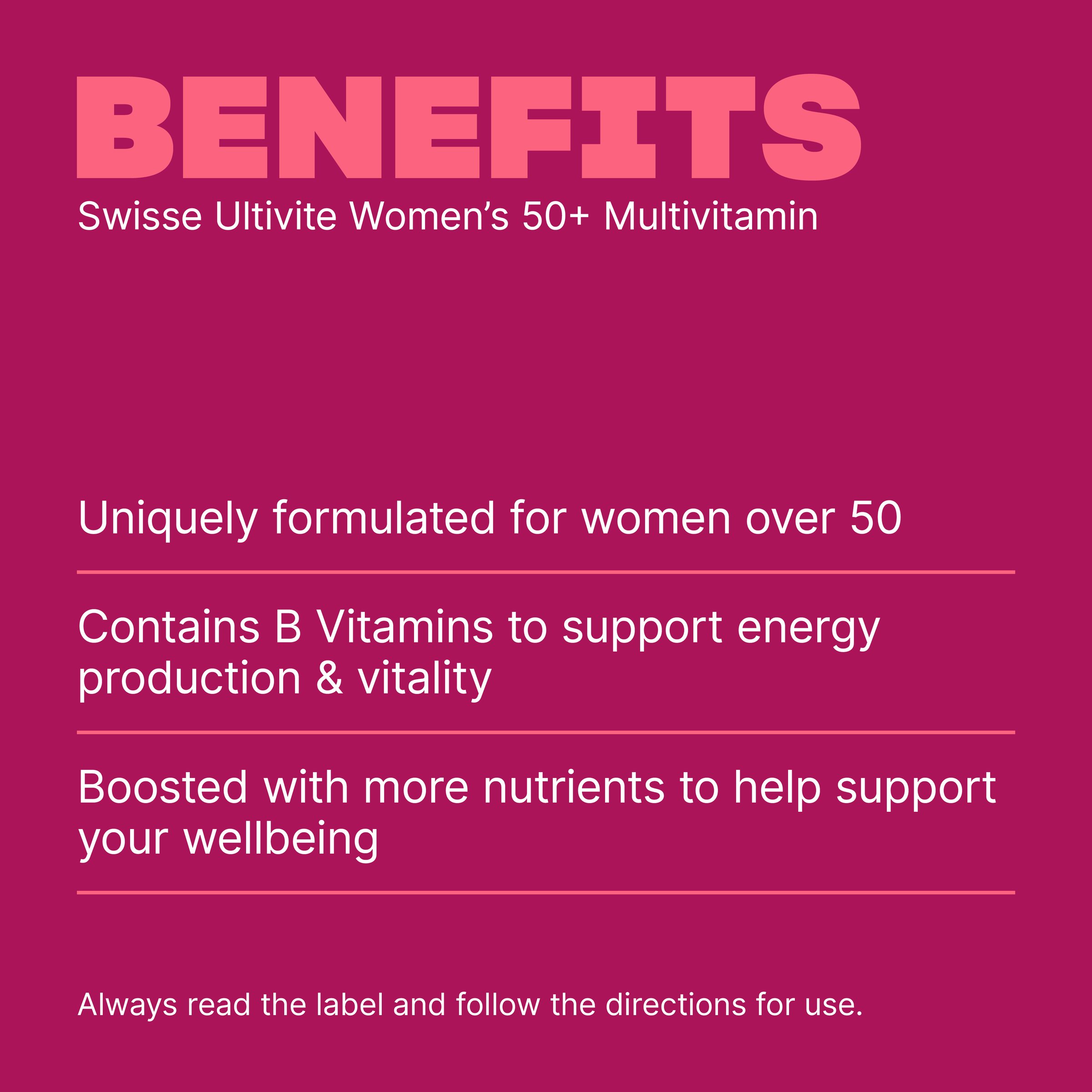 Swisse Ultivite Women's 50 + Multivitamin 60 tablets - Image 4