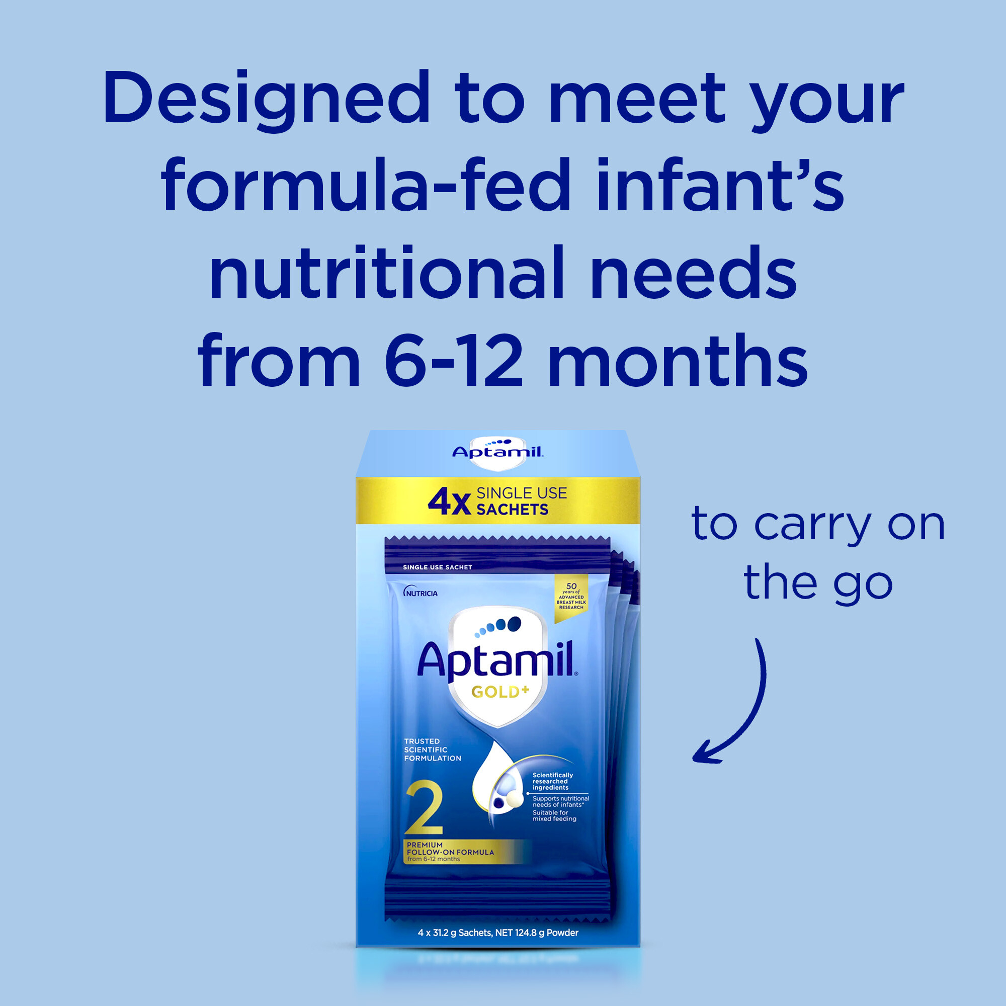 Aptamil Gold Formula 31.2g Stage 2 - 4 sachets - Image 8