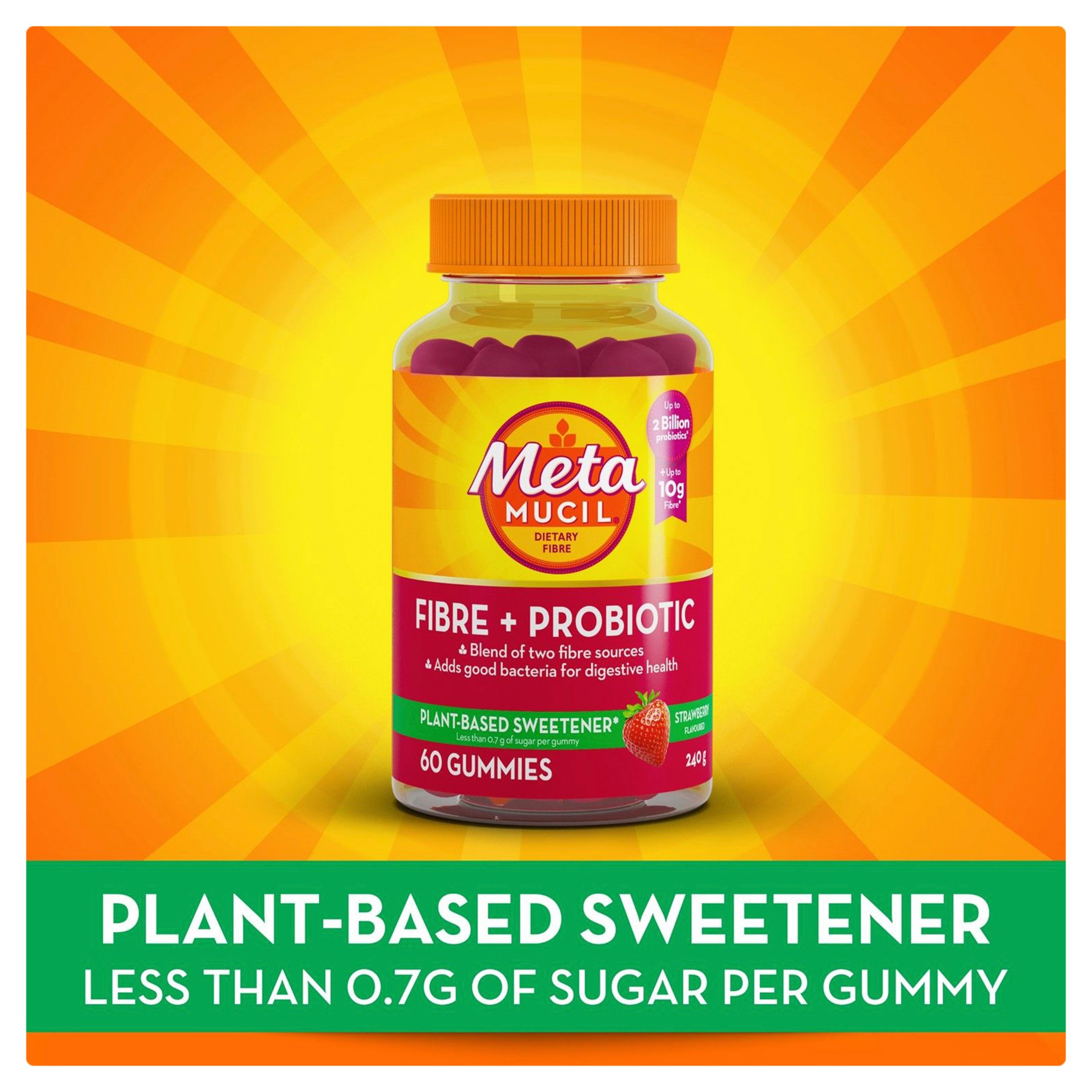 Metamucil Fibre + Probiotic Strawberry Gummies 60 gummies - Image 6