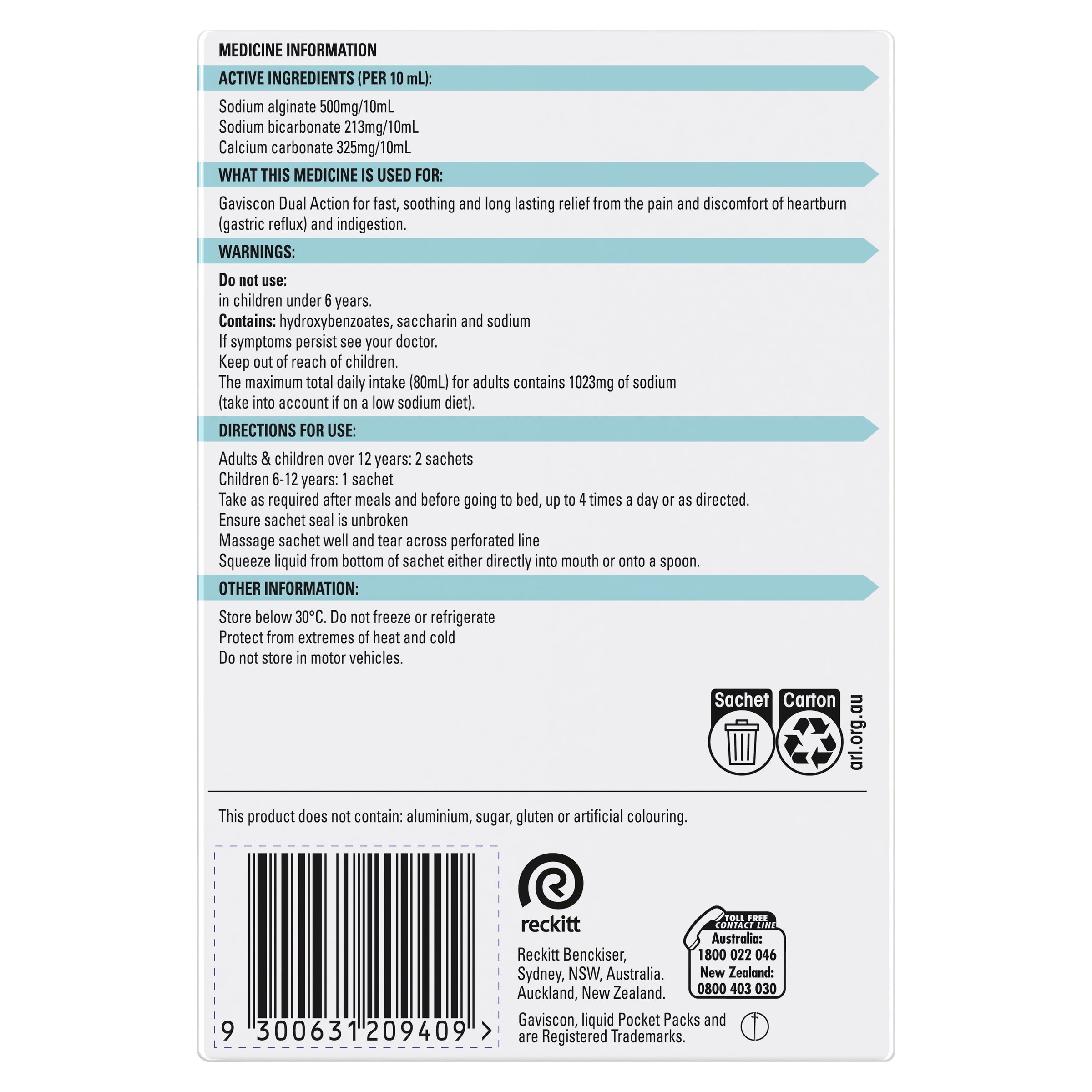 Gaviscon Dual Action Liquid Peppermint Sachet 10ml X 24 - Image 2