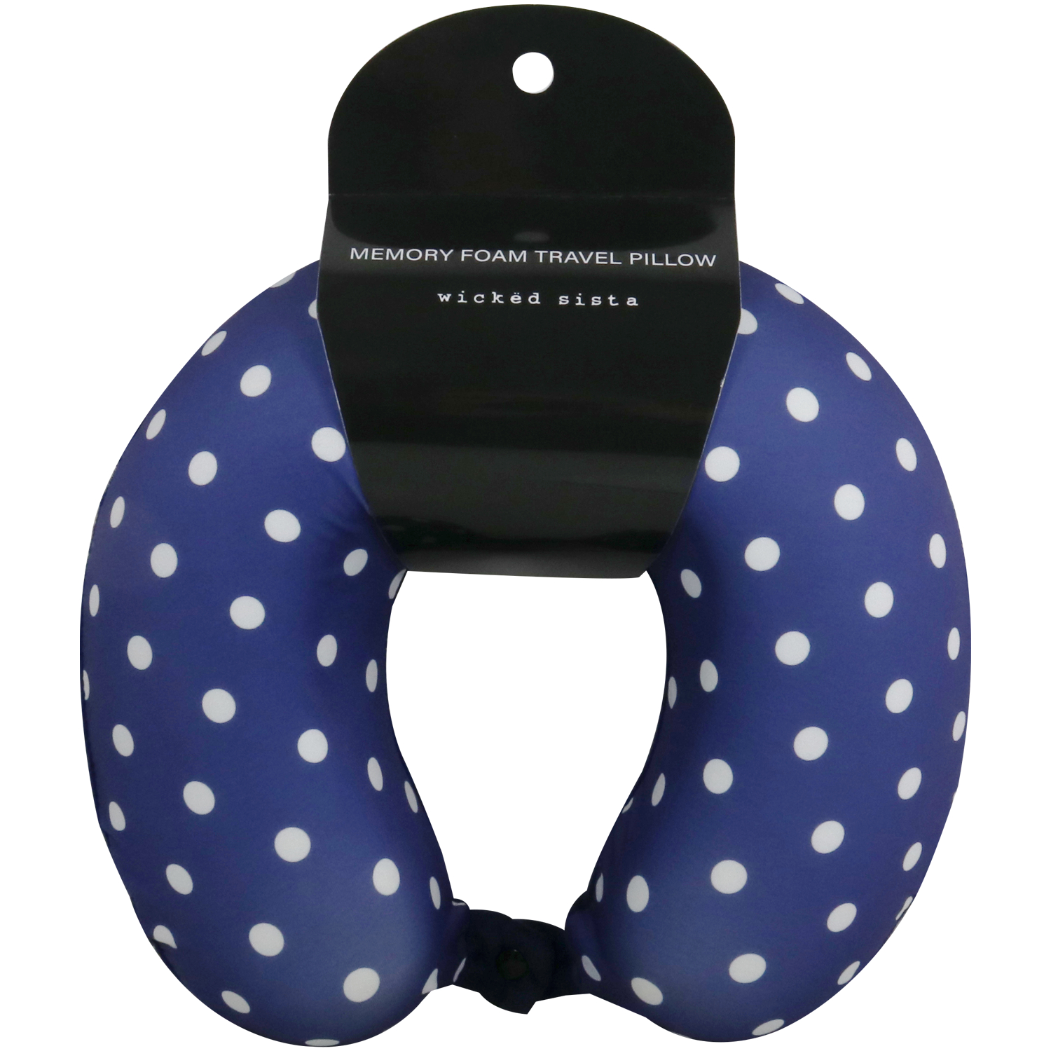 Wicked Sista Memory Foam Travel Pillow Denim Polka 1 each - Image 1