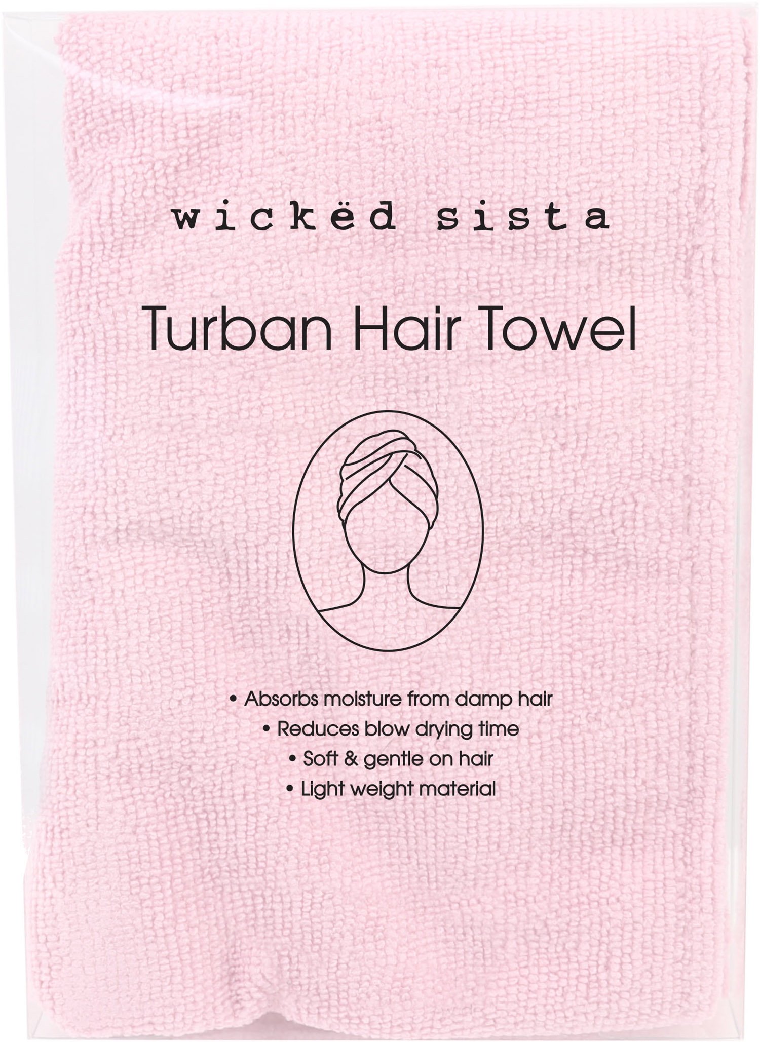 Wicked Sista Turban Hair Towel Light Pink 1 each - Image 1