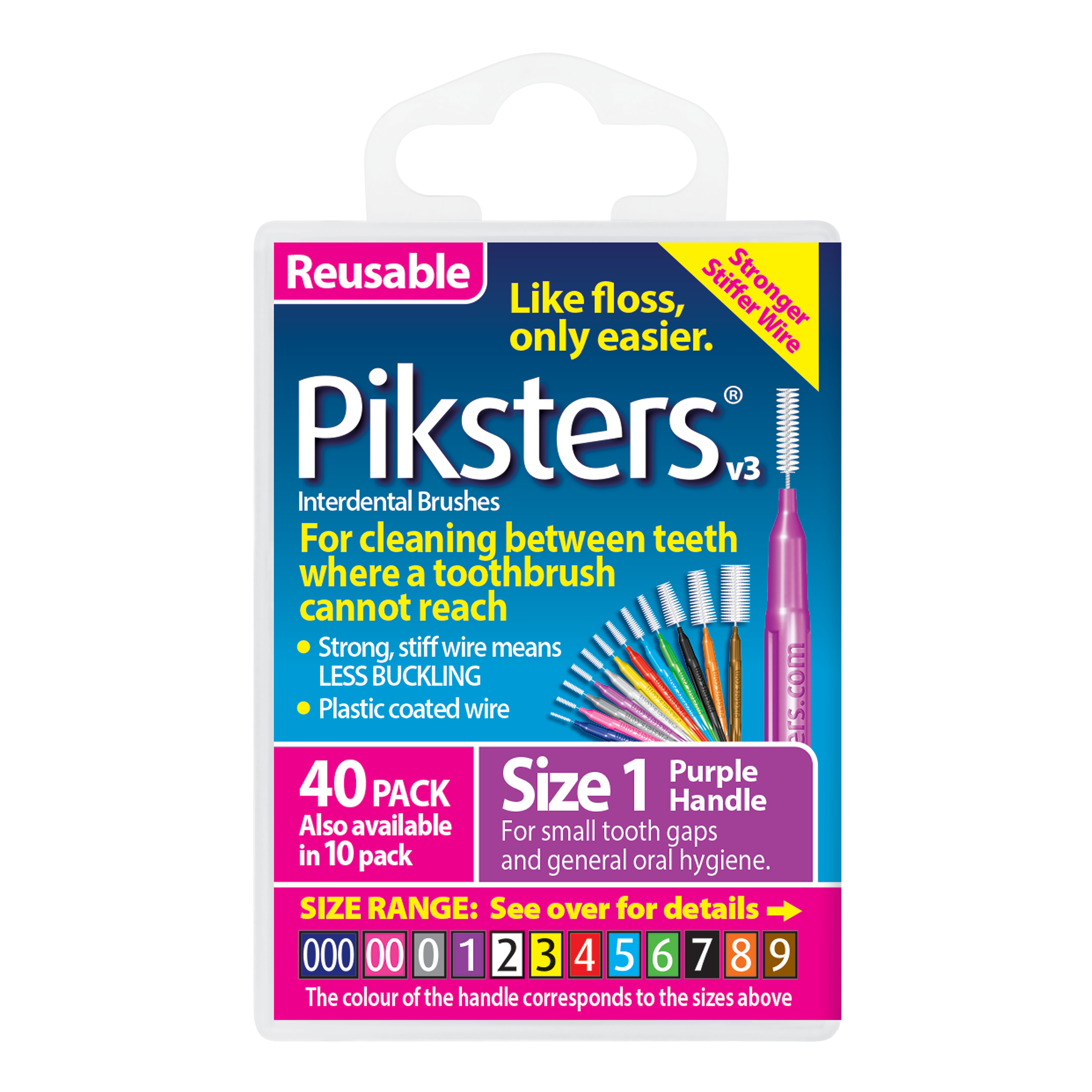 Piksters Interdental Brush Size 1 Purple 40 pack - Image 1