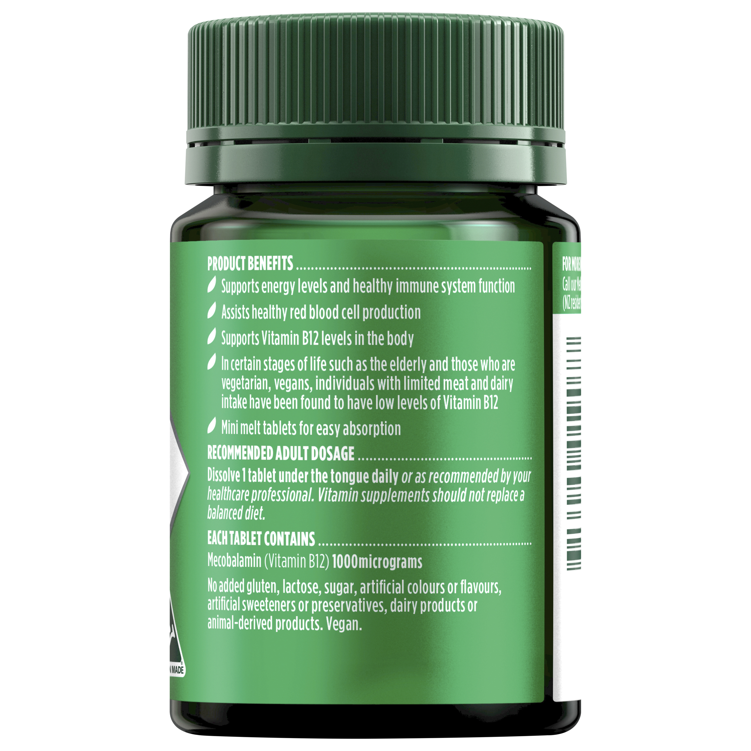 Nature's Own Activated Methyl B12 - 60 tablets - Image 2