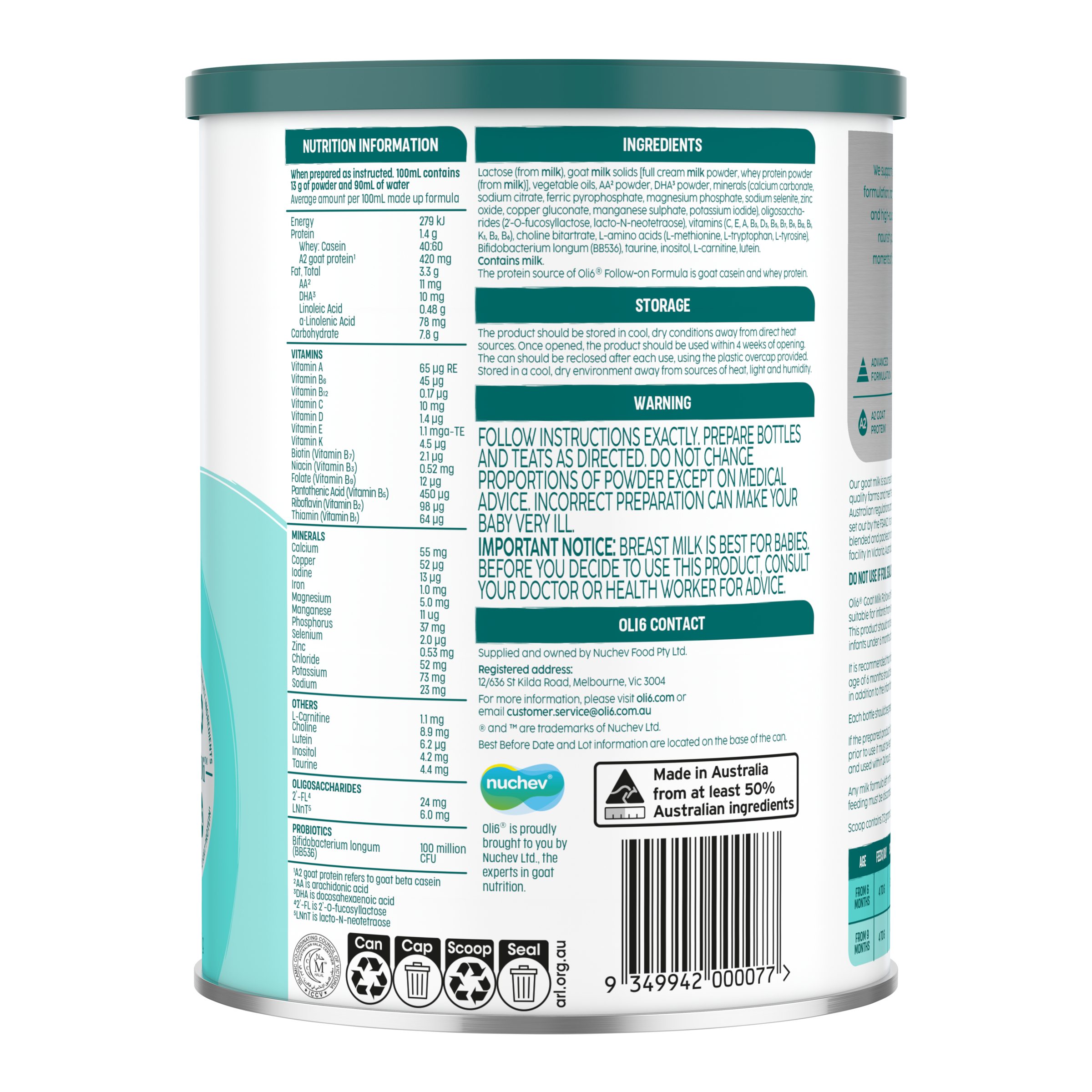 Oli6 Dairy Goat Stage 2 Follow On Formula 800g - Image 3