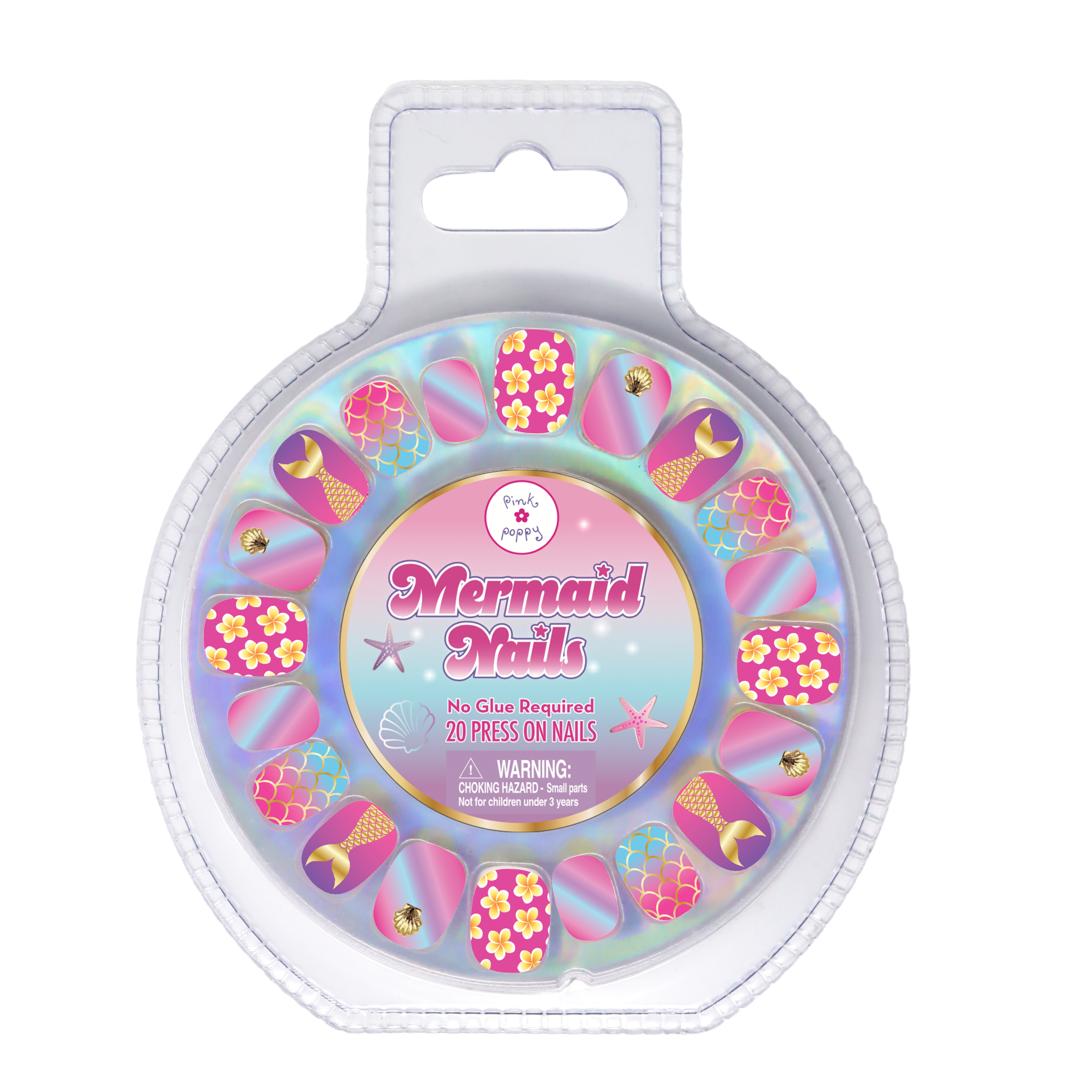 Pink Poppy Mermazing Mermaid 3D Press On Nails 1 each