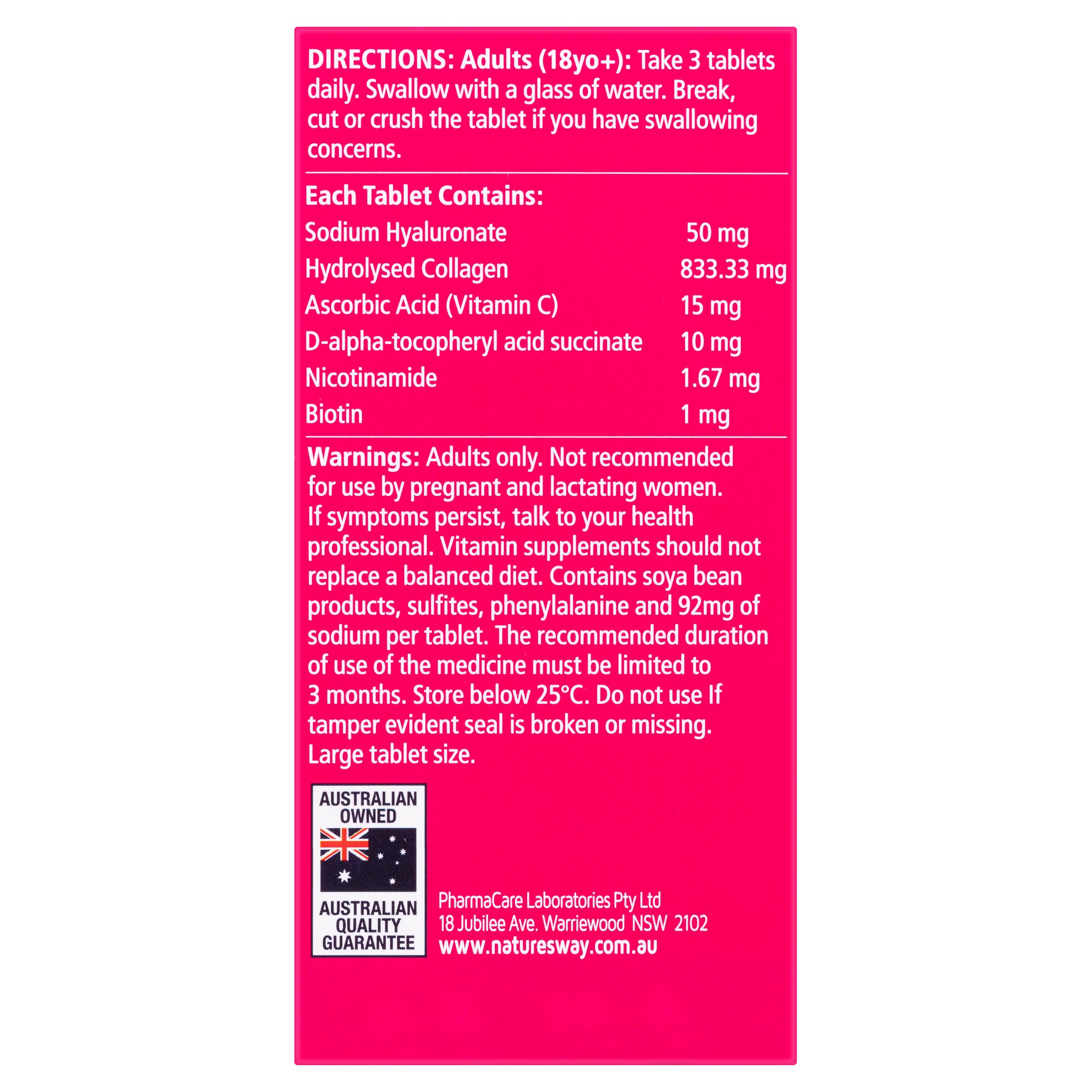 Nature's Way Beauty Collagen + Hyaluronic Acid 60 tablets - Image 3
