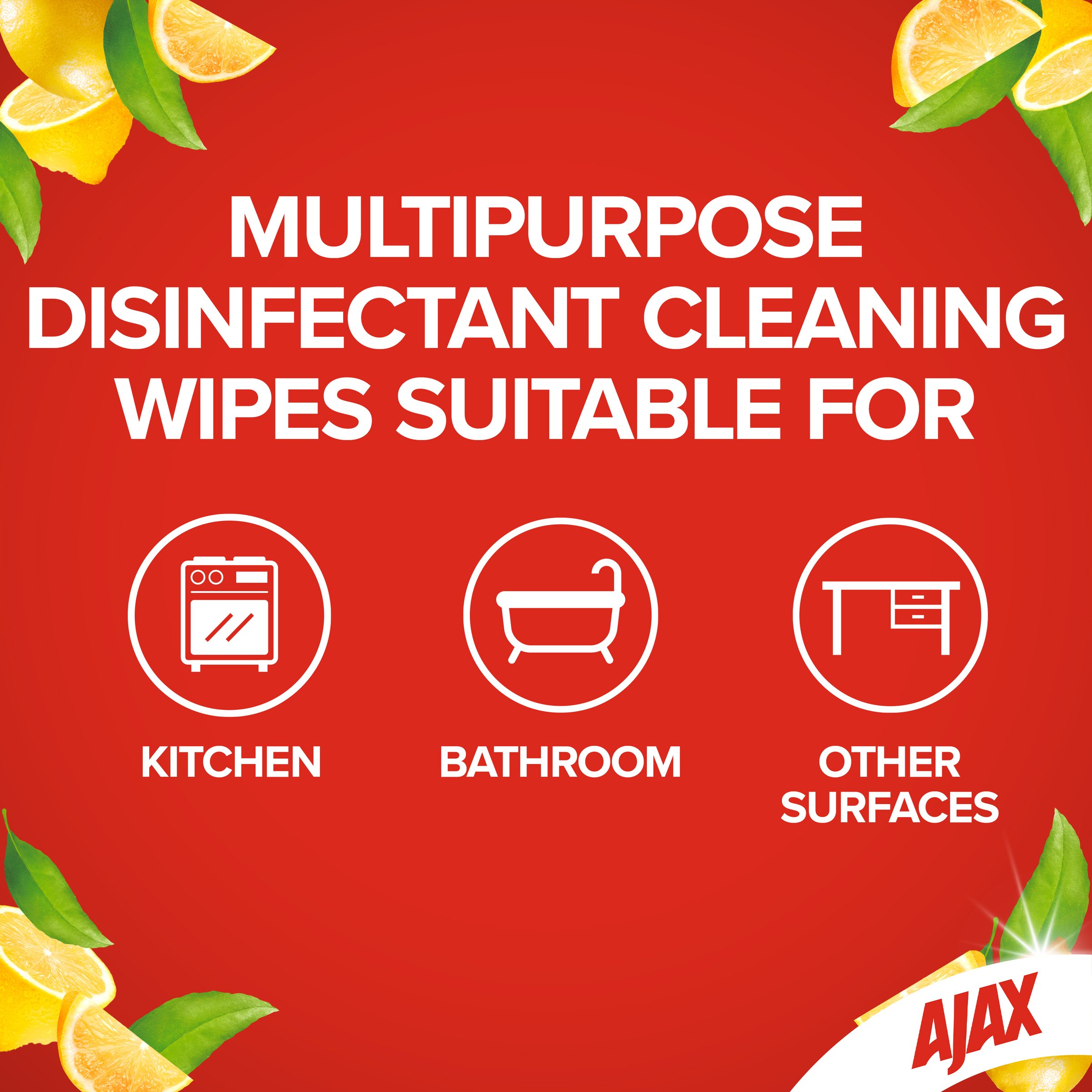 Ajax Antibac Lemon Wipes Misc 110pack - Image 3