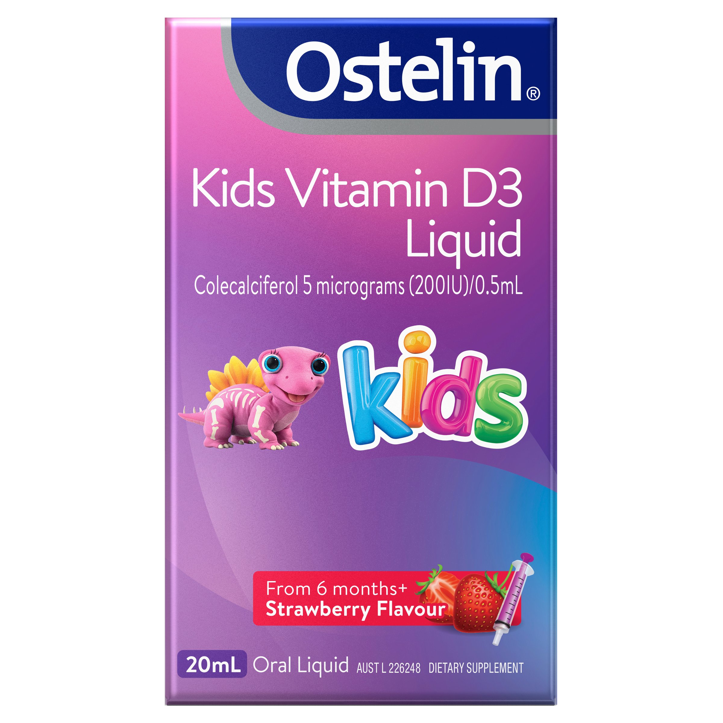 Ostelin Kids Vitamin D3 Liquid Strawberry Flavour 20ml - Image 1