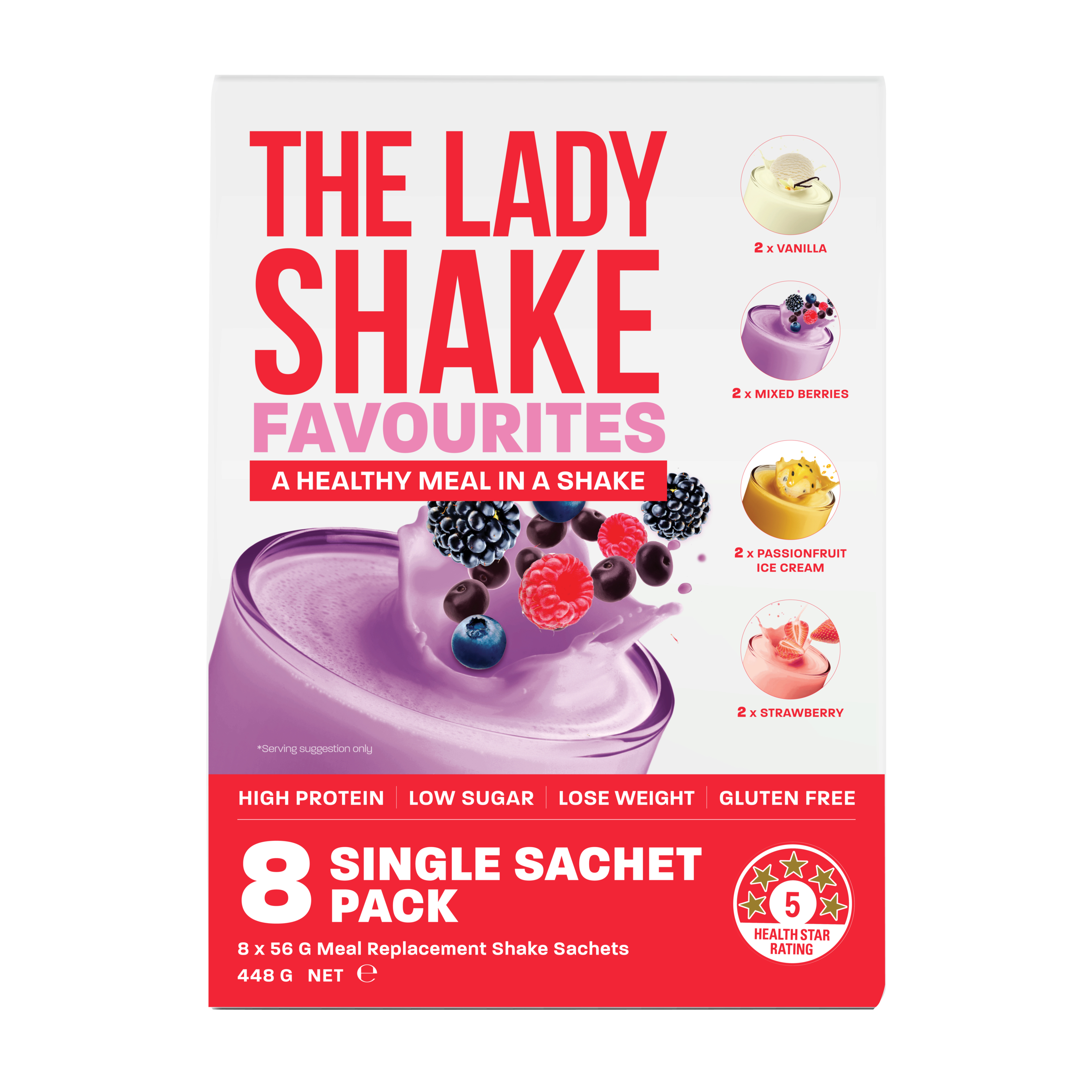 The Lady Shake Meal Replacement Favourites Variety Pack 8 pack - Image 1