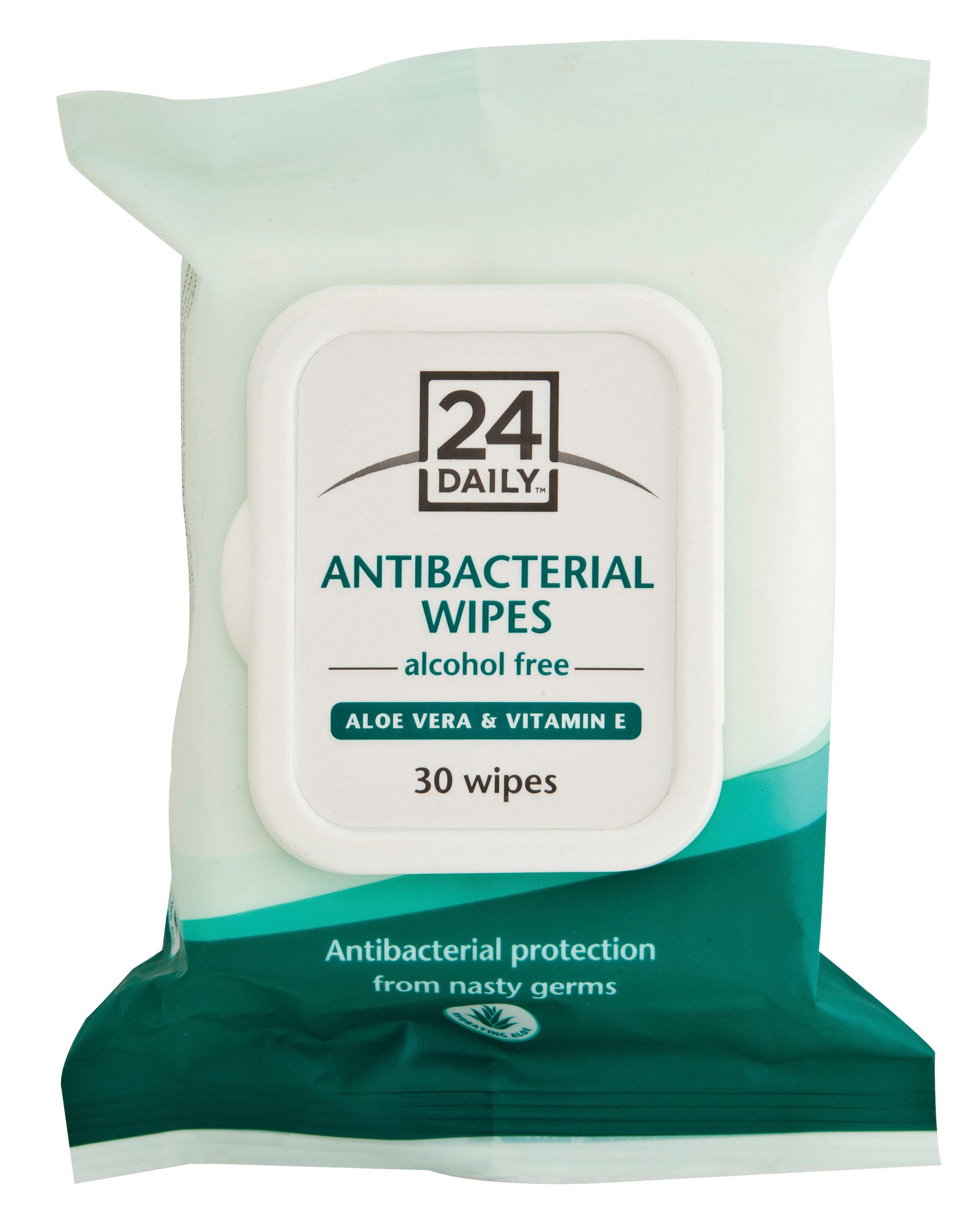 24 Daily Antibacterial Wipes Alcohol Free Aloe Vera & Vitamin E - 30 pack - Image 1