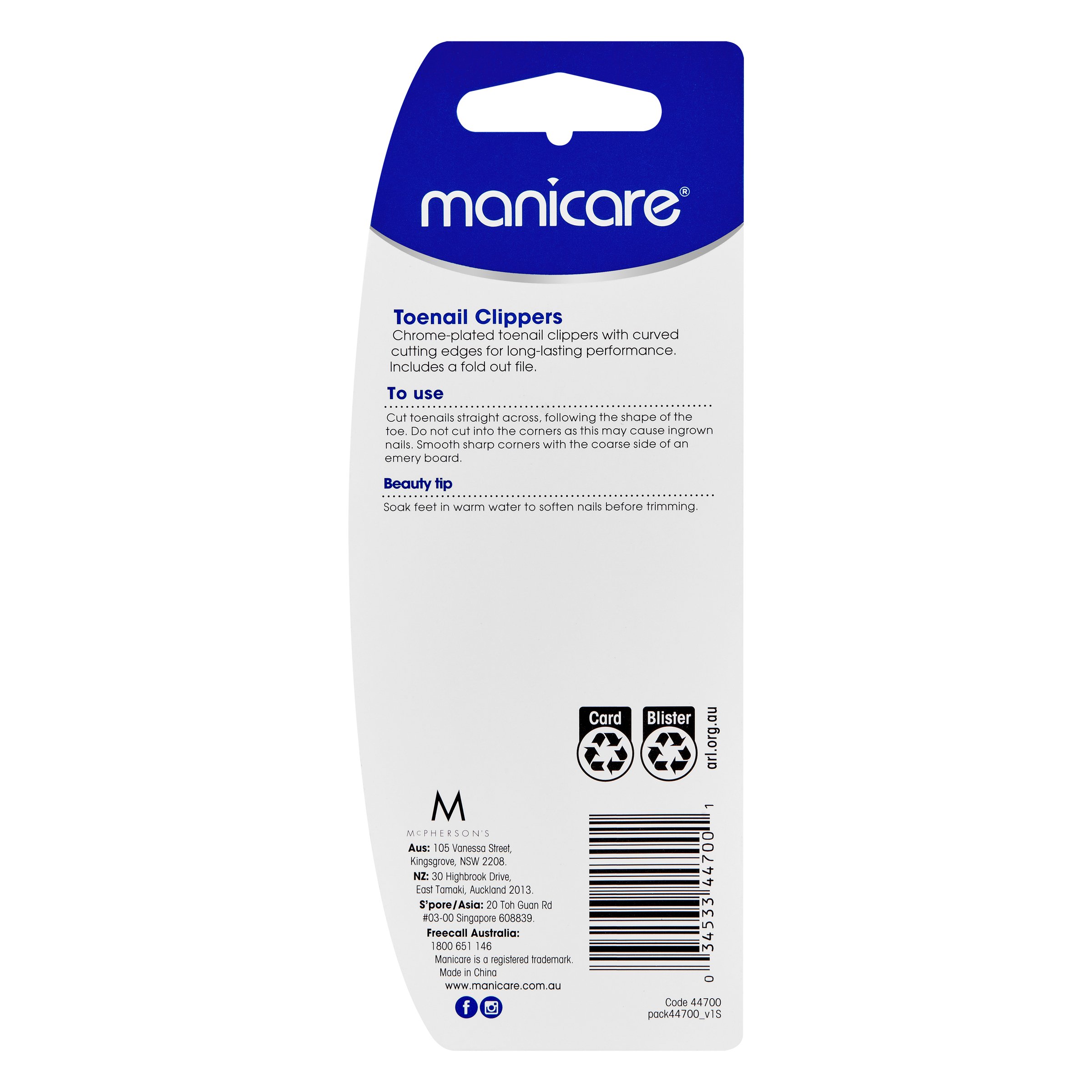 Manicare Toe Nail Clippers With Nail File 1 each - Image 2