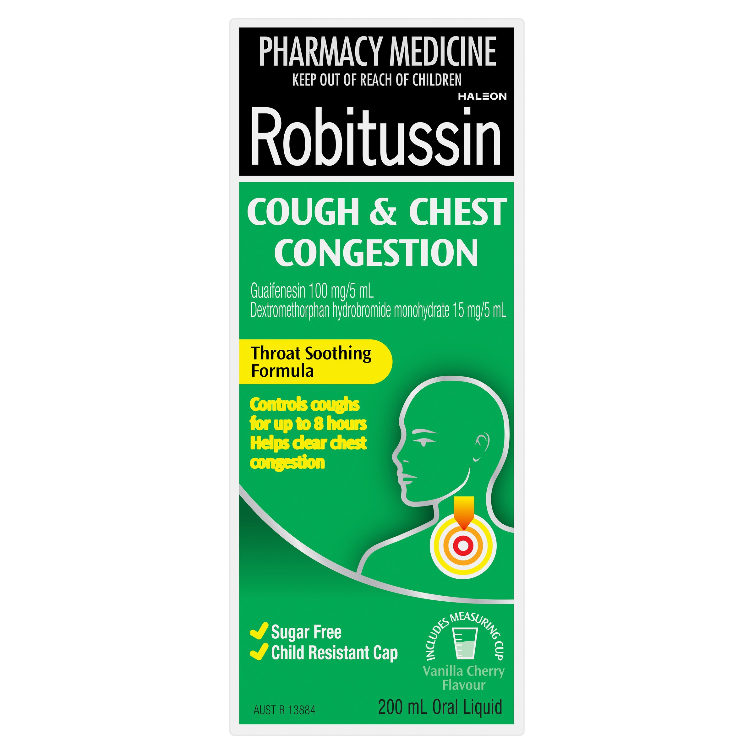 Robitussin Cough & Chest Congestion Oral Liquid Vanilla Cherry Flavour 200ml - Image 1
