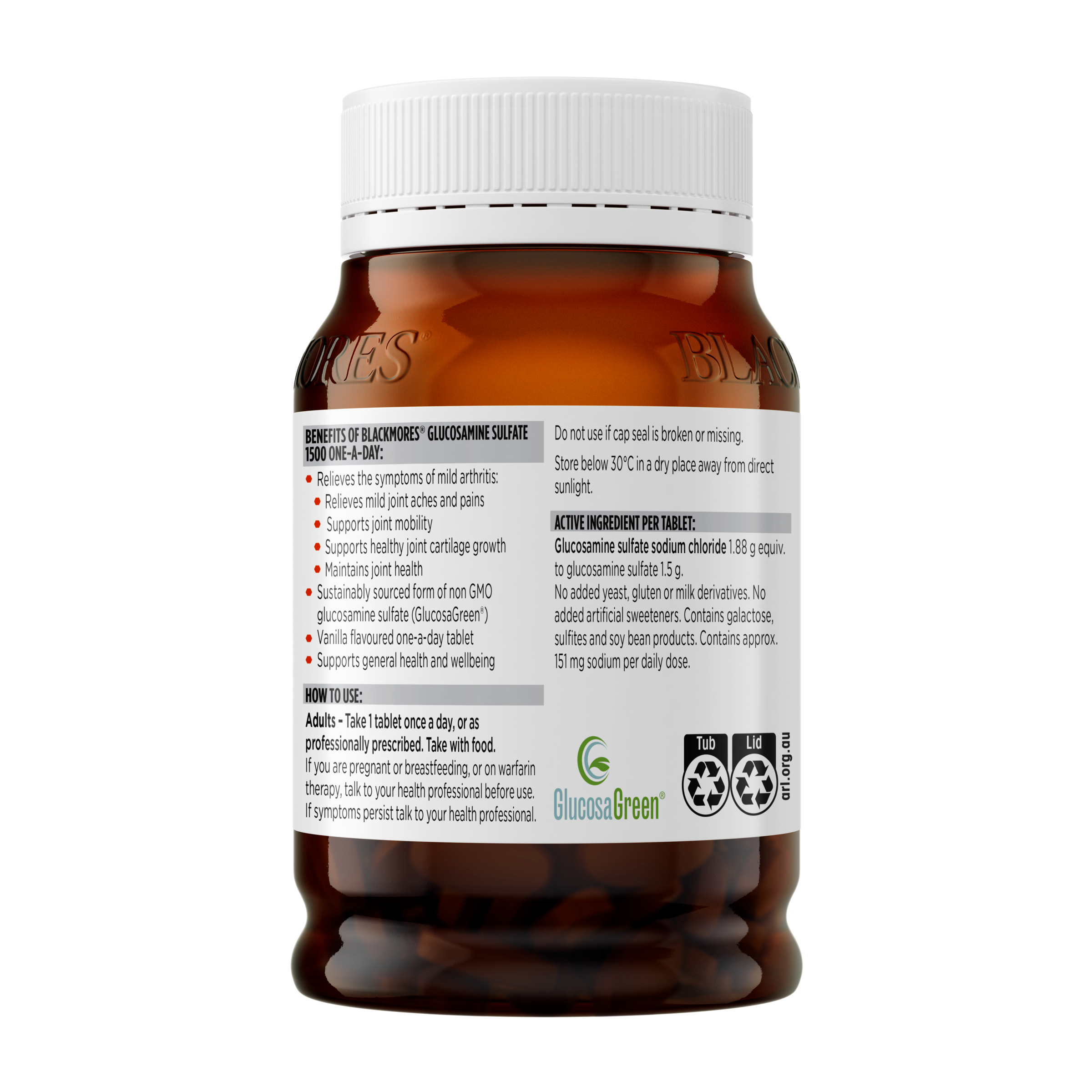 Blackmores Glucosamine Sulfate Complex 1500mg - 180 tablets - Image 3