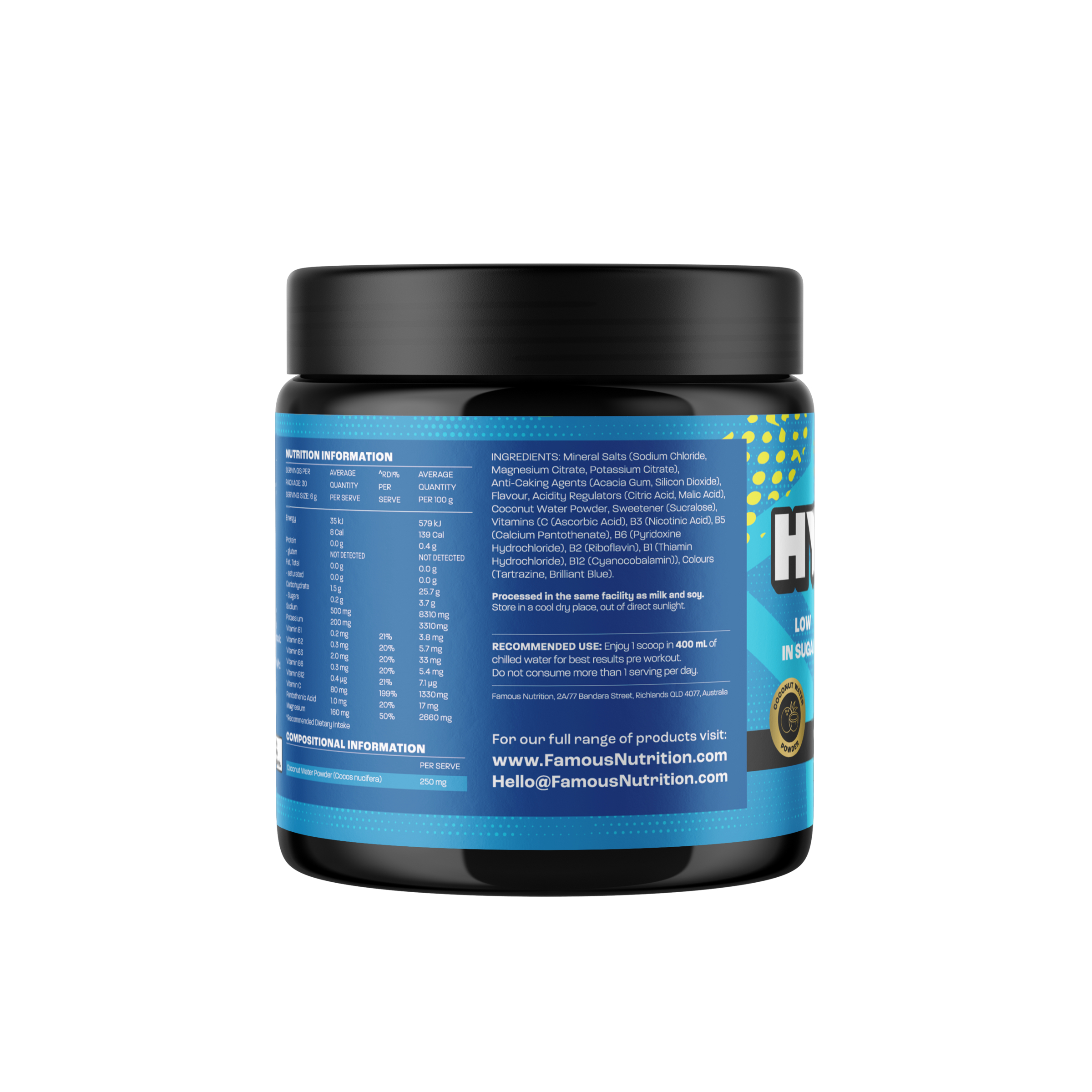 Famous Nutrition Hydrate Lemon & Lime Flavour 180g - Image 3