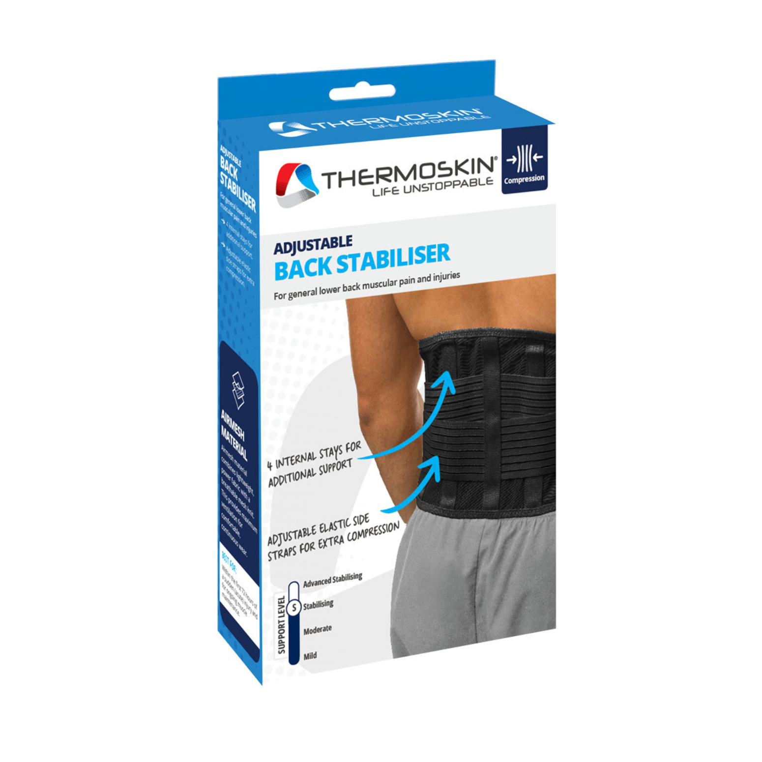 Thermoskin Back Stabiliser Black Large 1 each - Image 2