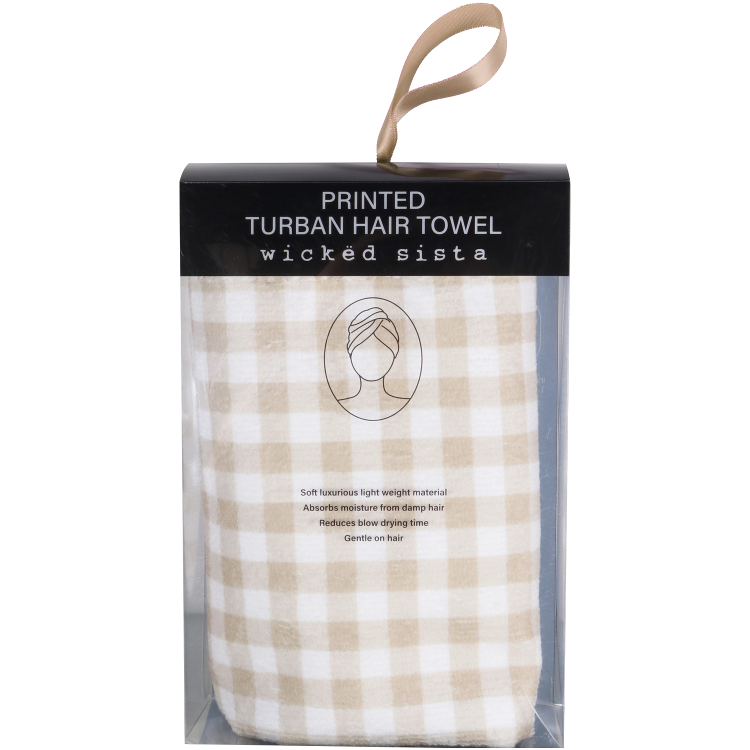 Wicked Sista Turban Hair Towel Classic Gingham 1 each - Image 2
