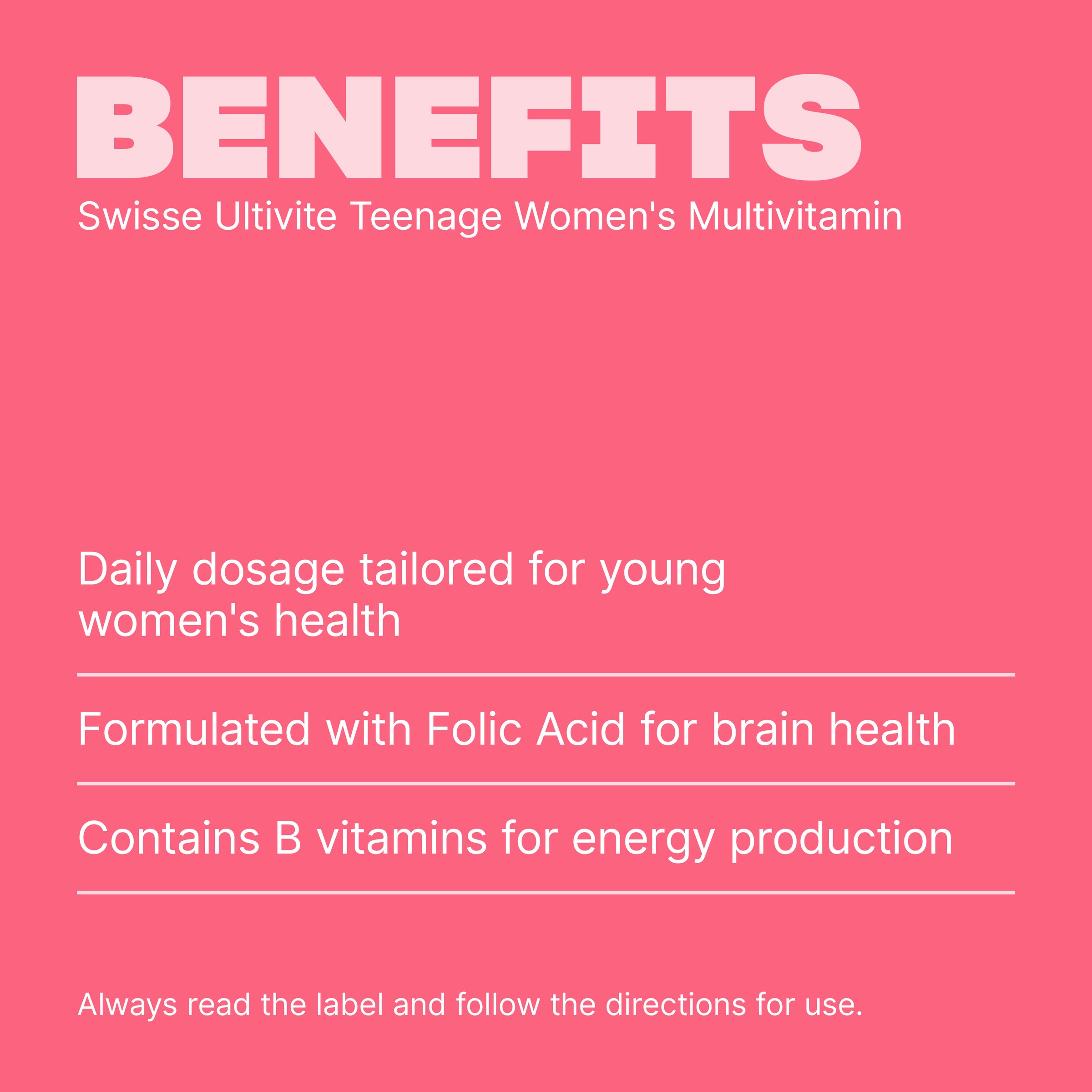 Swisse Ultivite Teenage Women's Multivitamin 60 tablets - Image 4