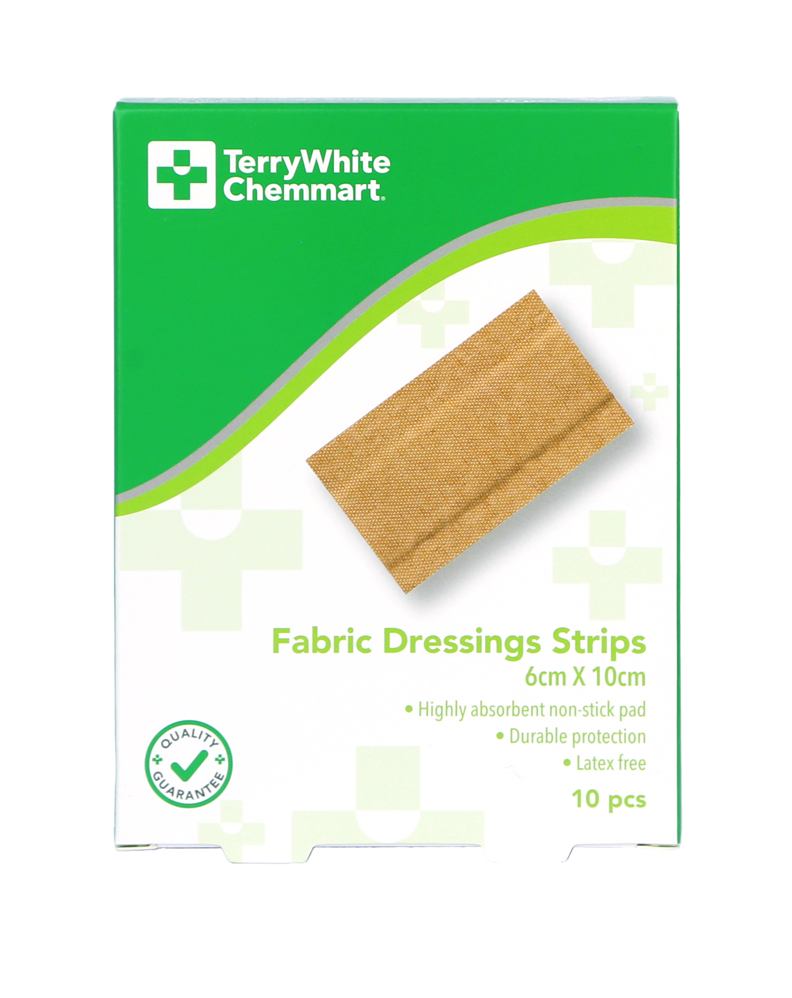 TerryWhite Chemmart Fabric Dressing Strips 6cm X 10cm - 10 pack