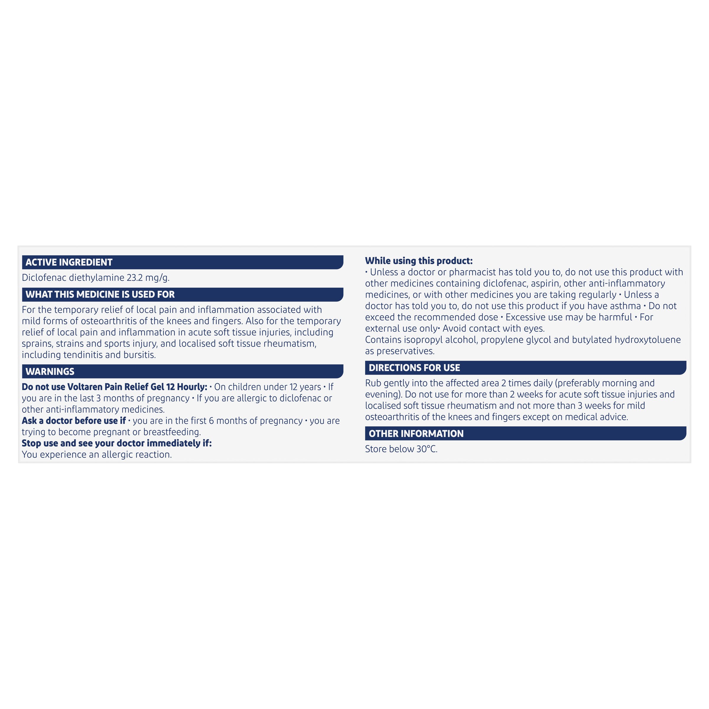 Voltaren Pain Relief Gel 12 Hourly 100g - Image 2