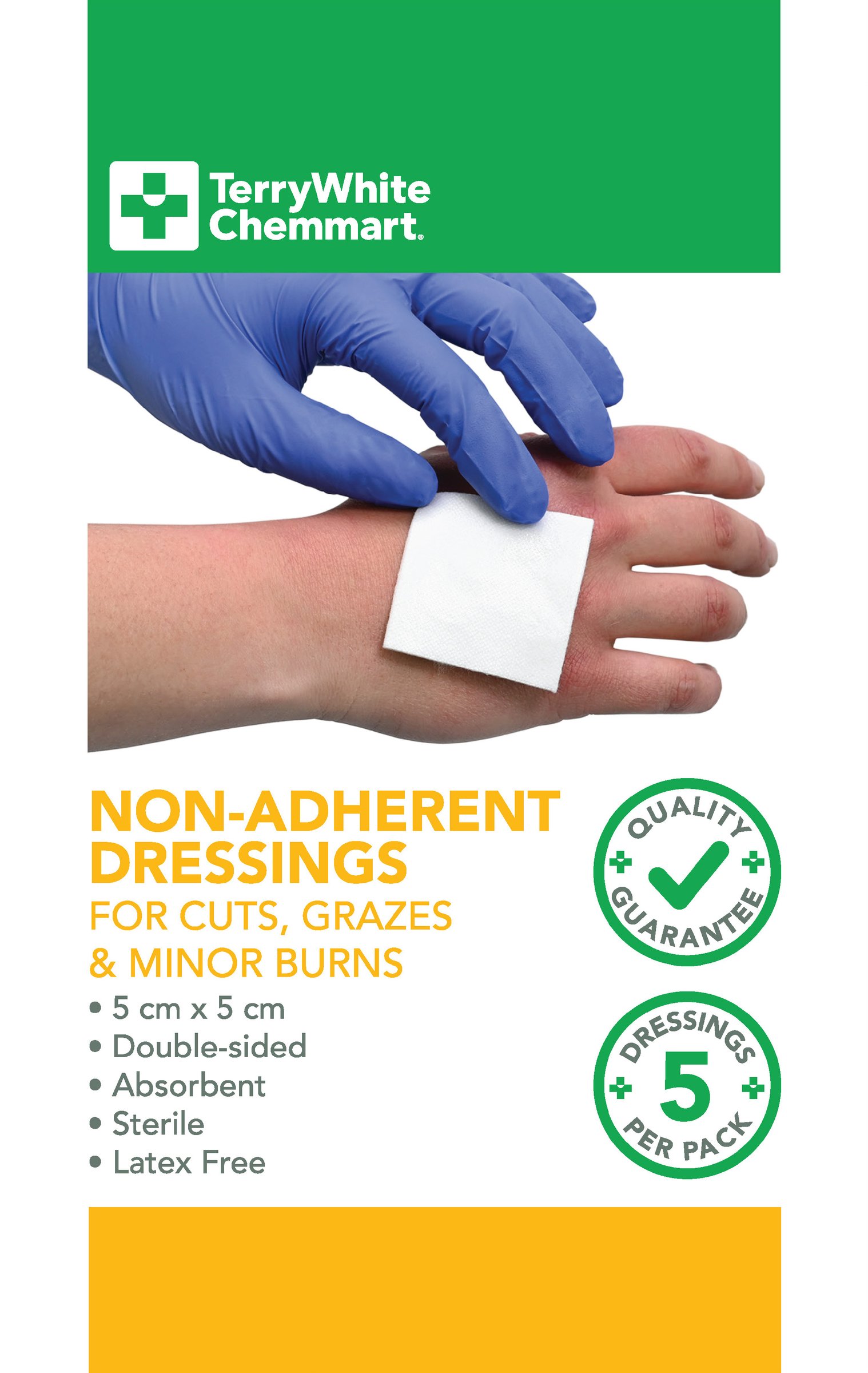 TerryWhite Chemmart Non Adherent Wound Dressing 5X5cm - 5 pack