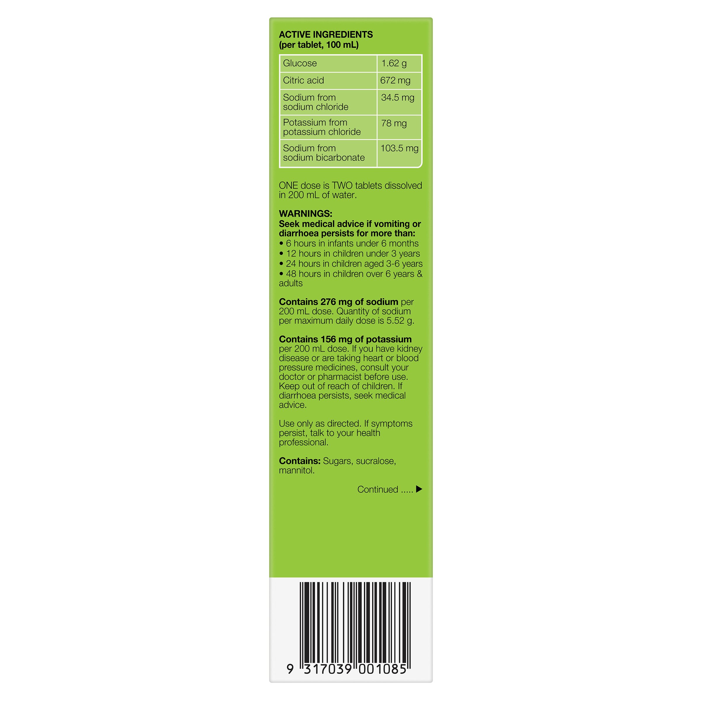 Hydralyte Effervescent Lemon Lime 20 tablets - Image 2