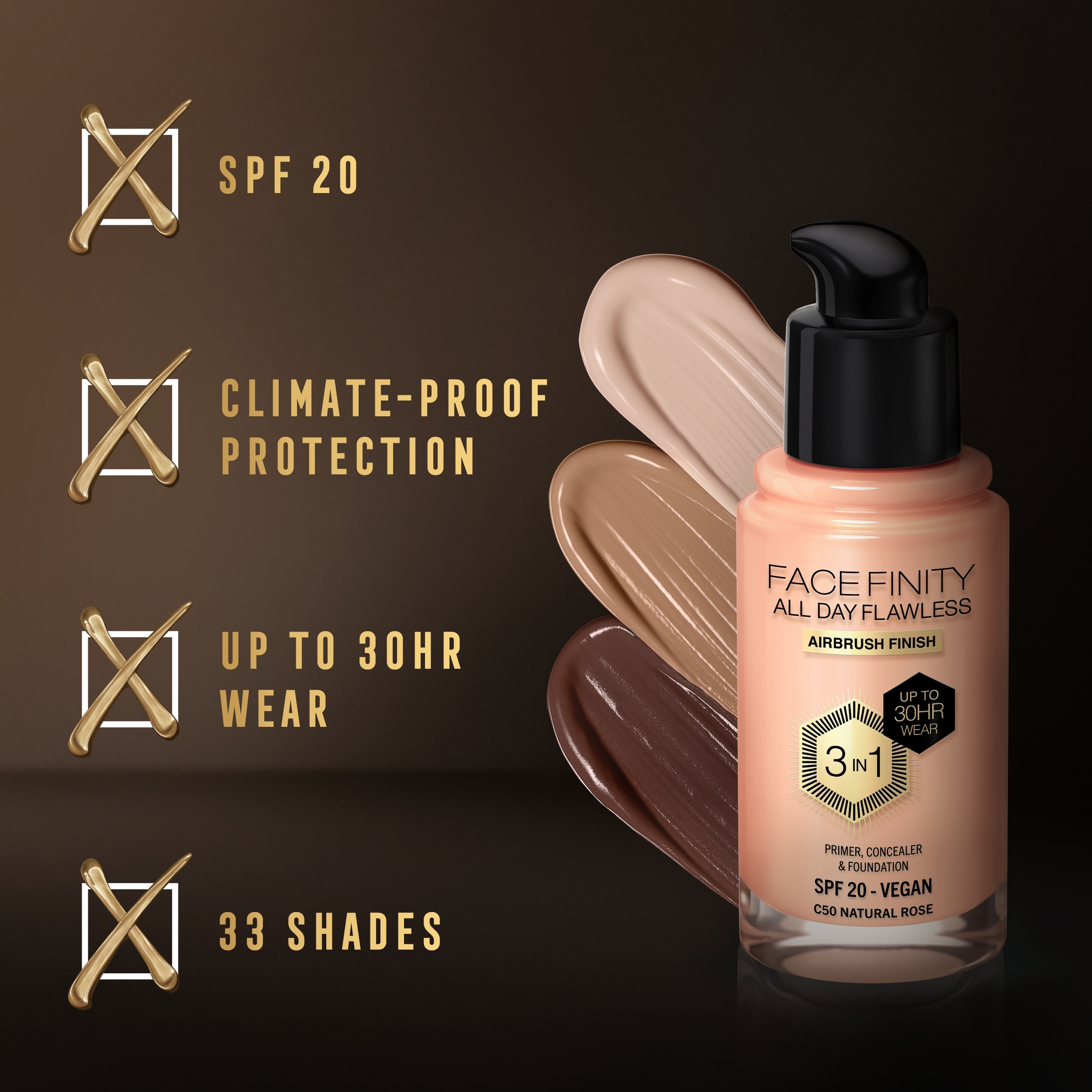 Max Factor Facefinity All Day Flawless D5 Free Foundation Natural Rose 50 - 30ml - Image 4