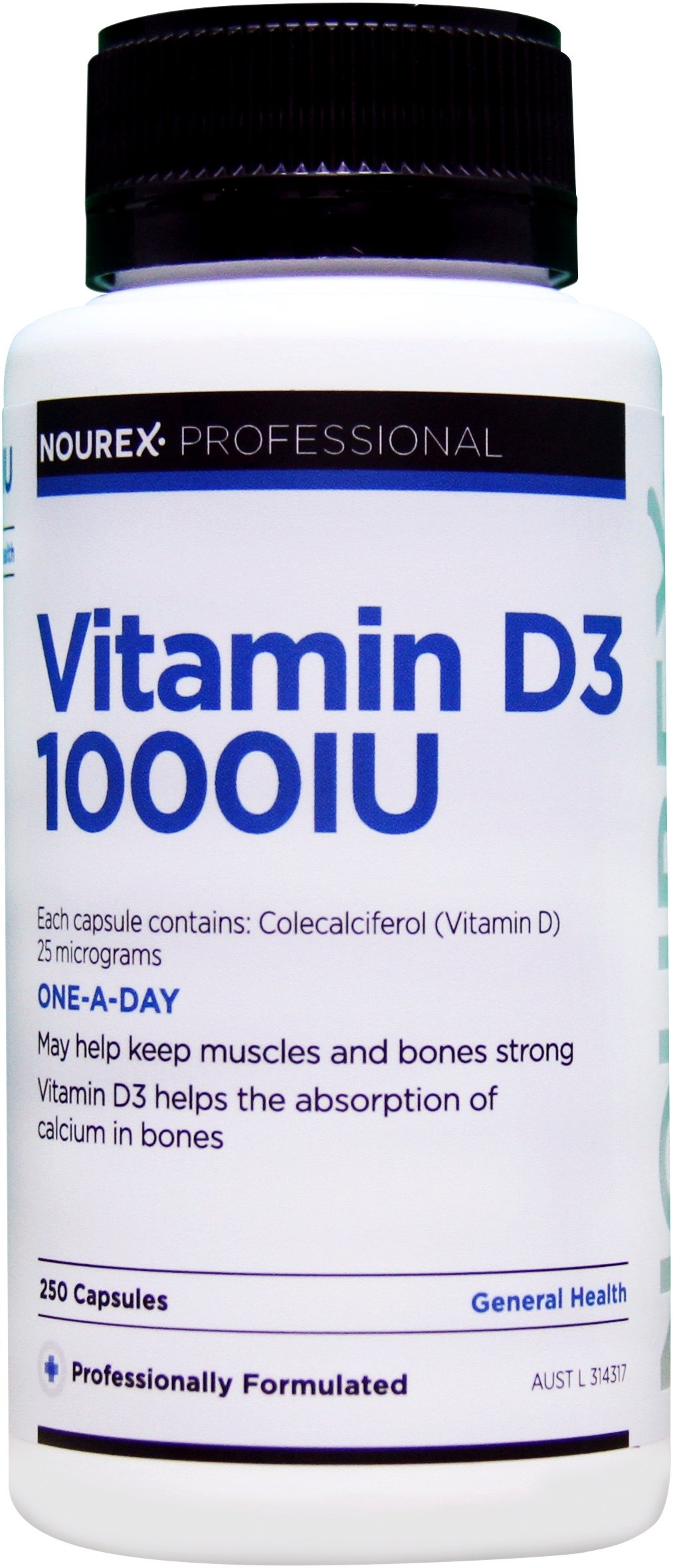 Nourex Professional Vitamin D3 1000IU - 250 capsules - Image 2