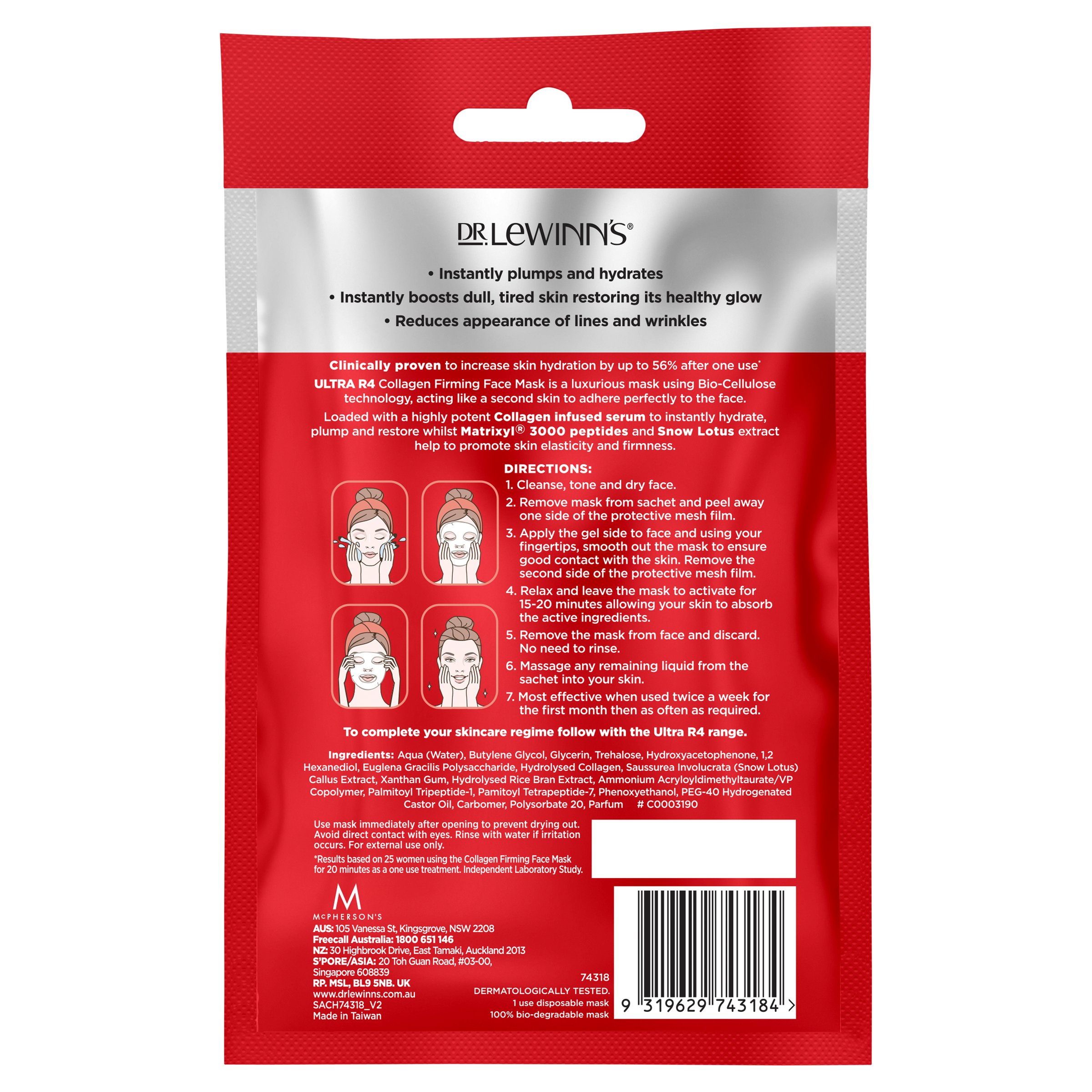 Dr. LeWinn's Ultra R4 Collagen Face Mask 1 pack - Image 2