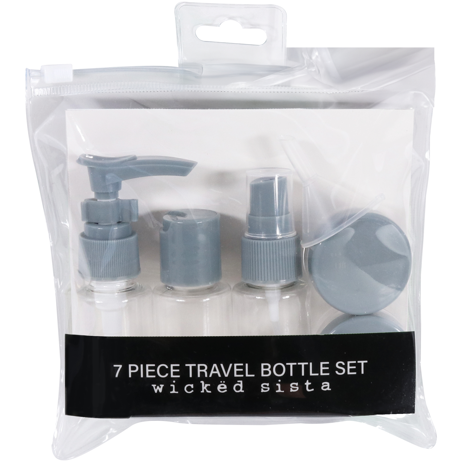 Wicked Sista 7 Piece Travel Bottle Set Grey 1 each - Image 1