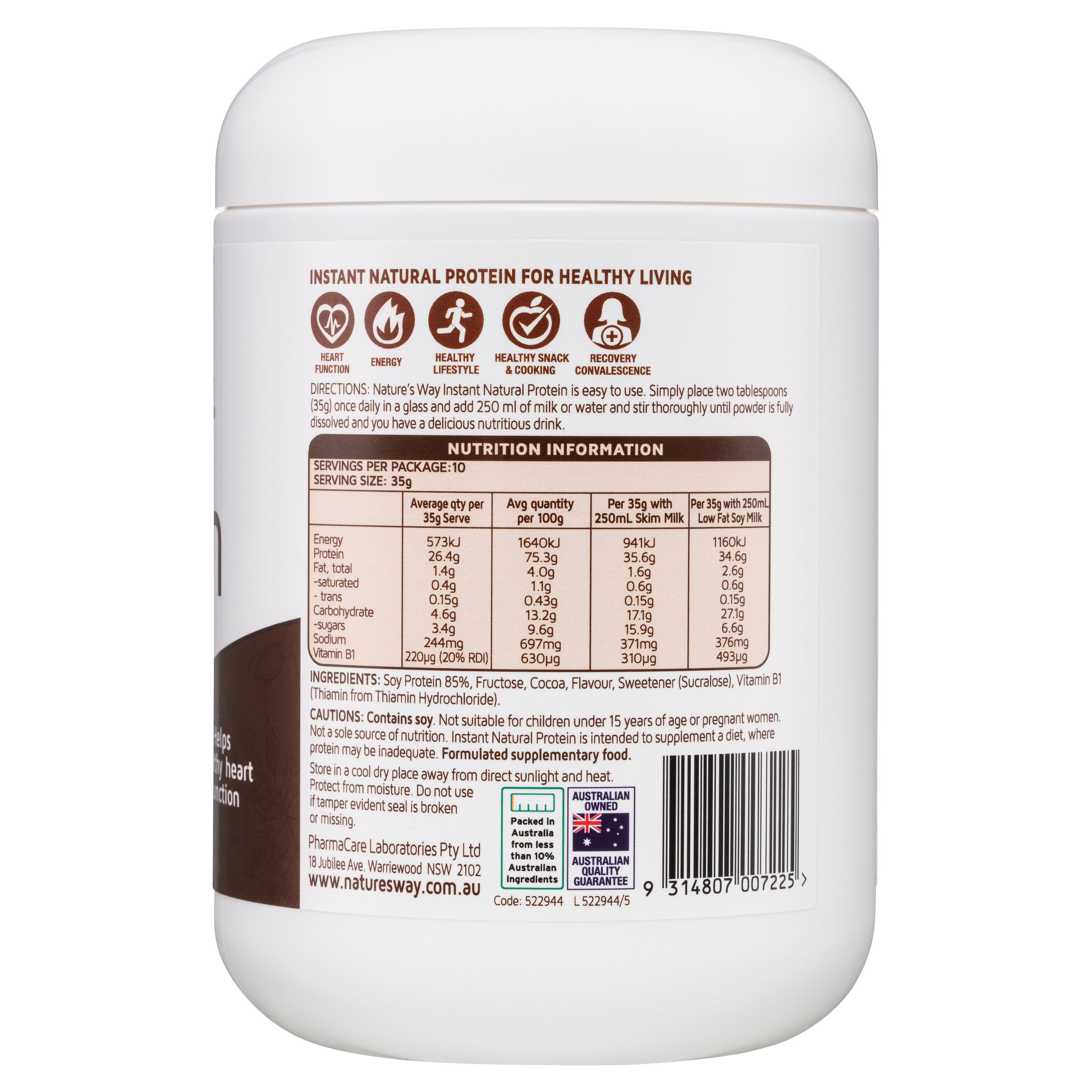 Nature's Way Instant Natural Protein Chocolate 375g - Image 2