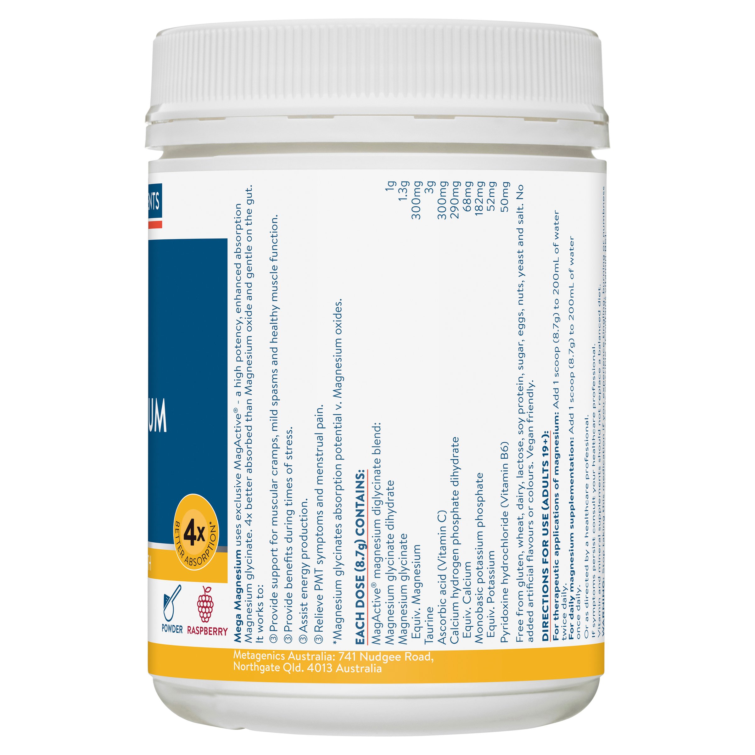 Ethical Nutrients Mega Magnesium Powder Raspberry 450g - Image 2