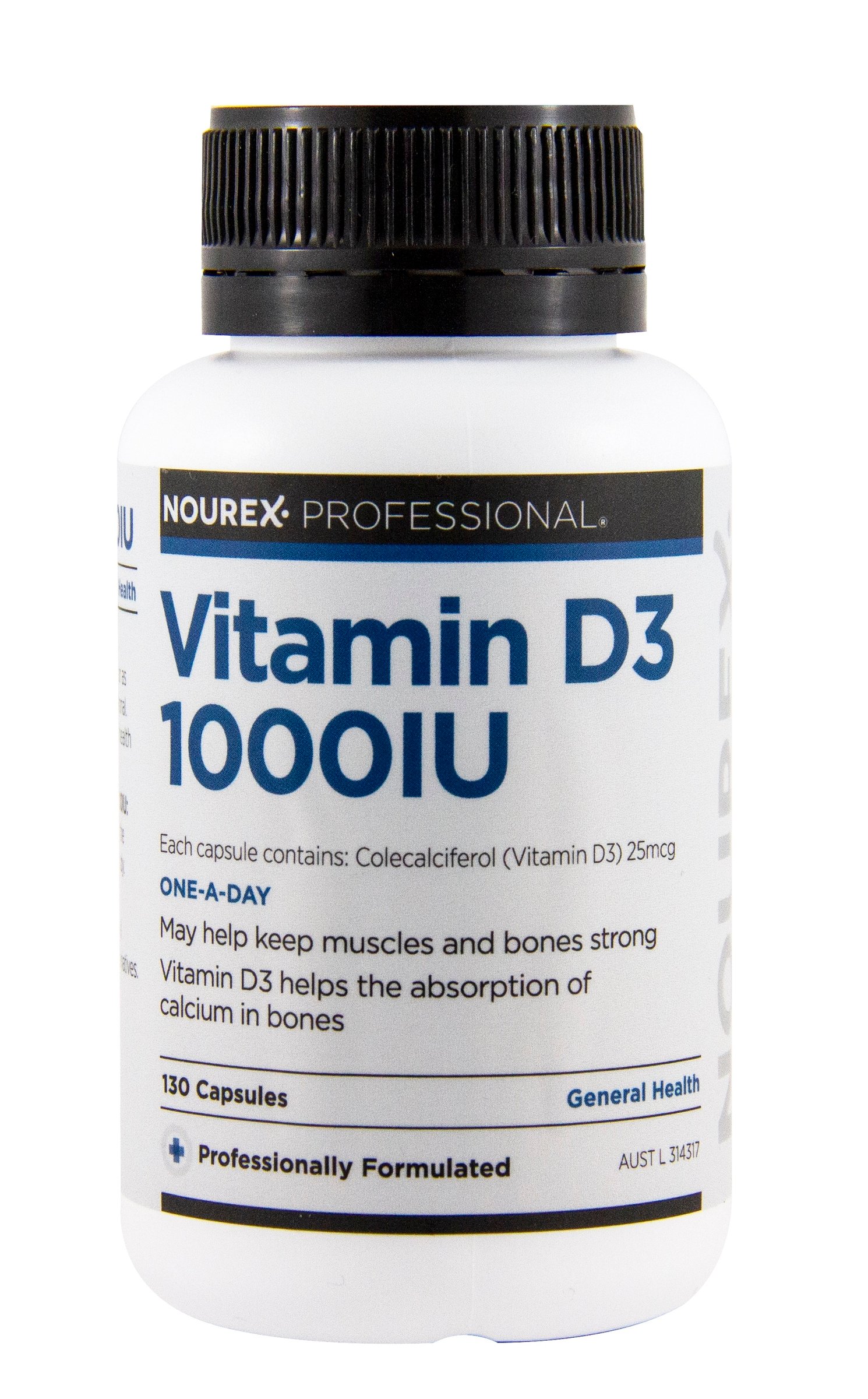 Nourex Professional Vitamin D3 1000IU - 130 capsules - Image 2