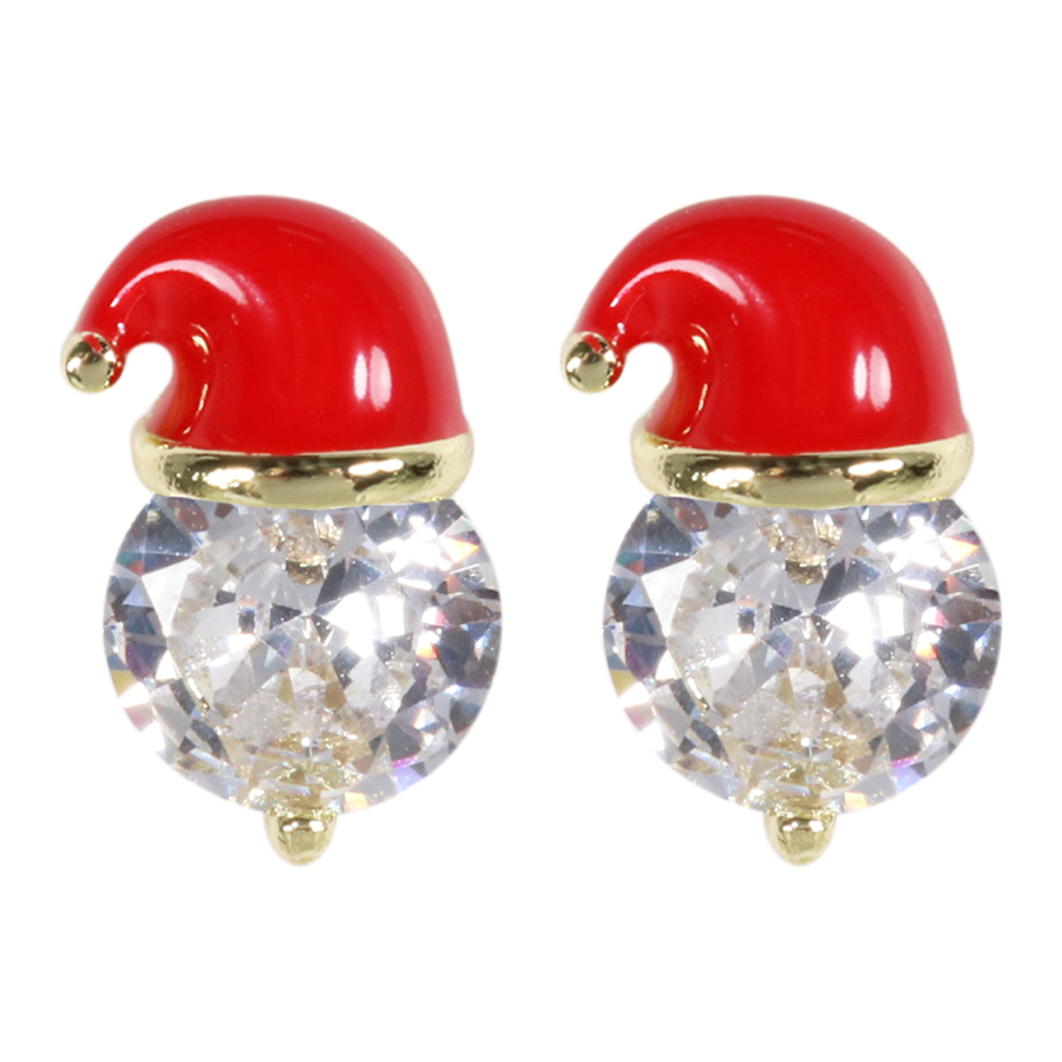 Wicked Sista Crystal Santa Studs Gold 1 each