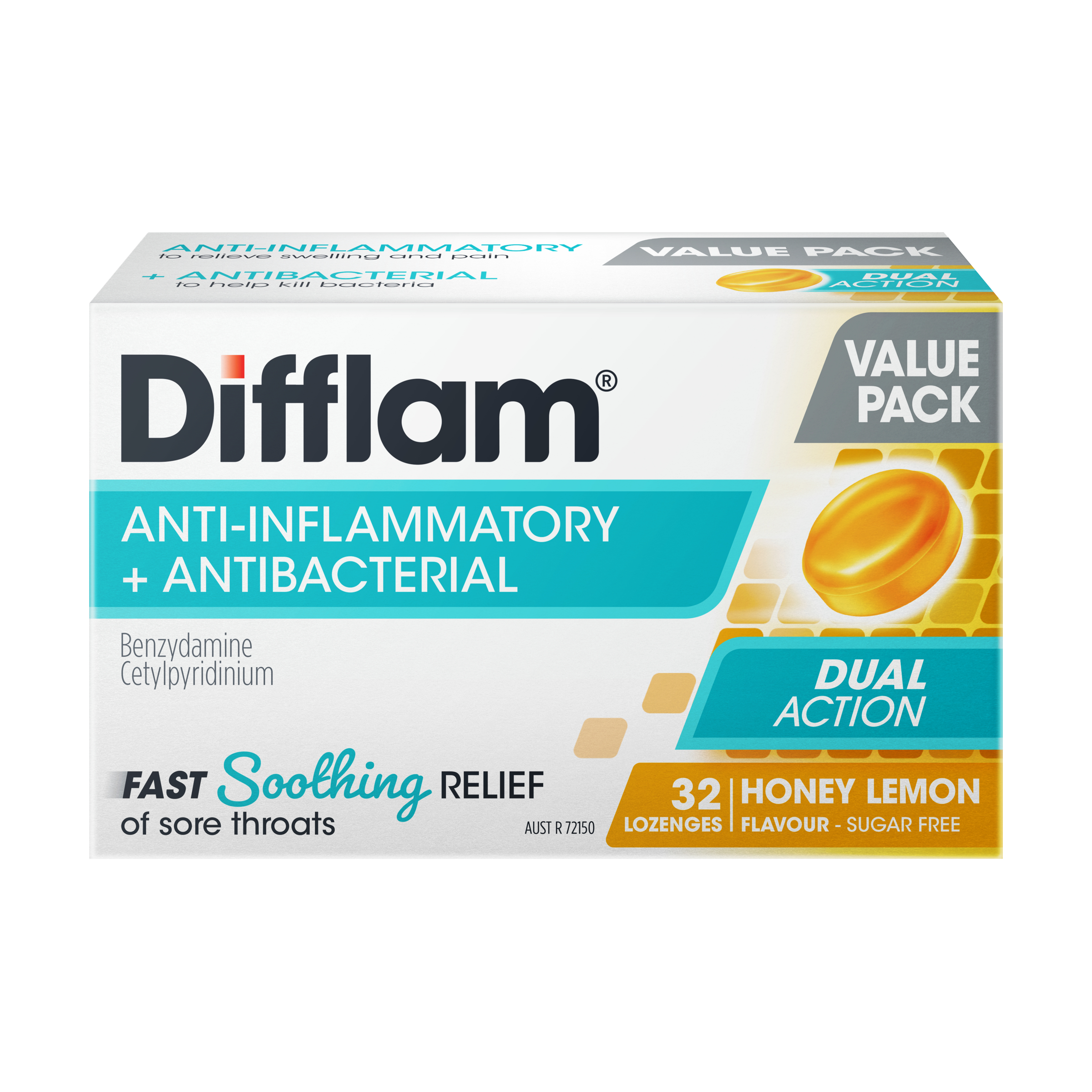 Difflam Dual Action Honey & Lemon 32 lozenges - Image 1
